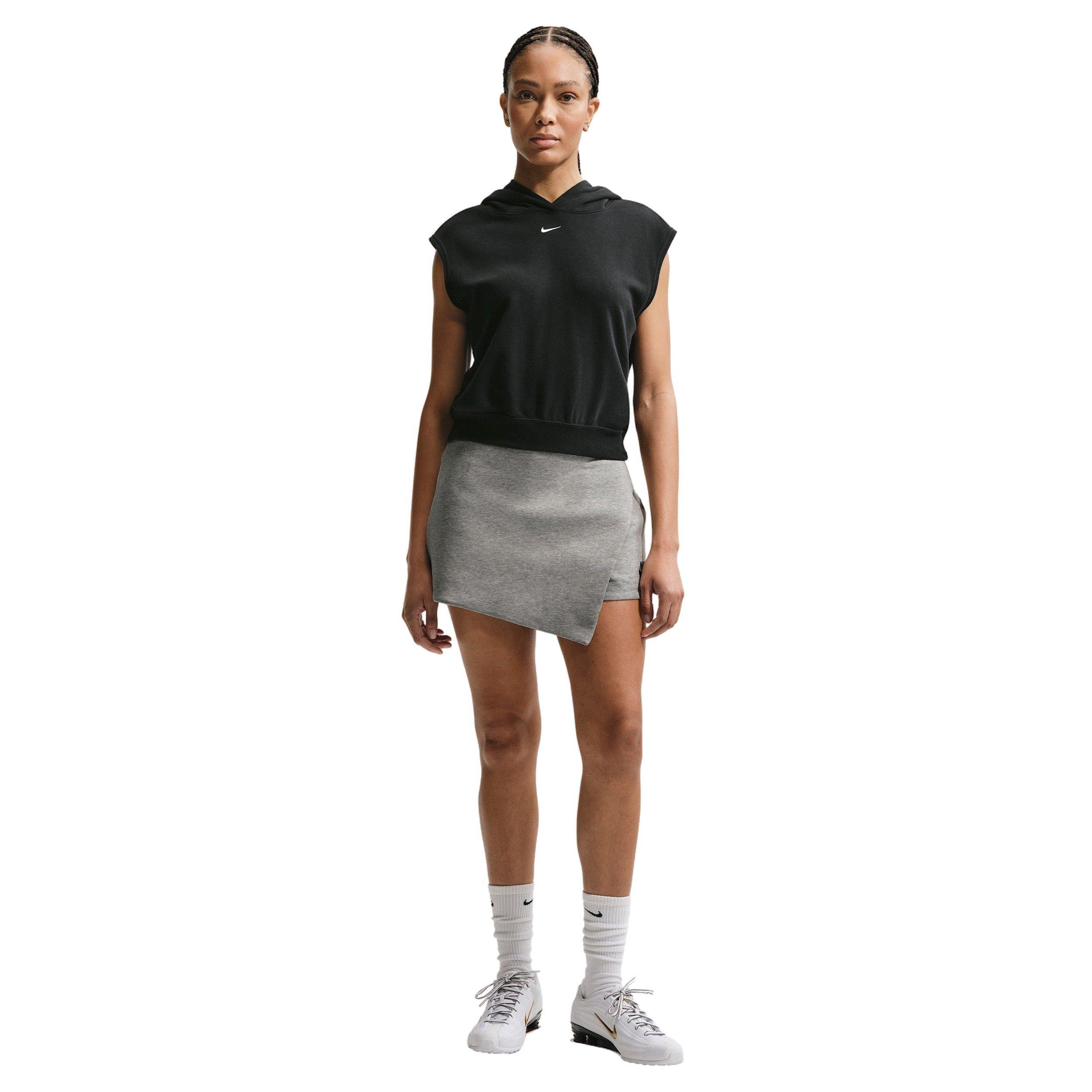 Nike Women's Sportswear Tech Fleece Mid-Rise Skort - GREY/BLACK Thumbnail View 4