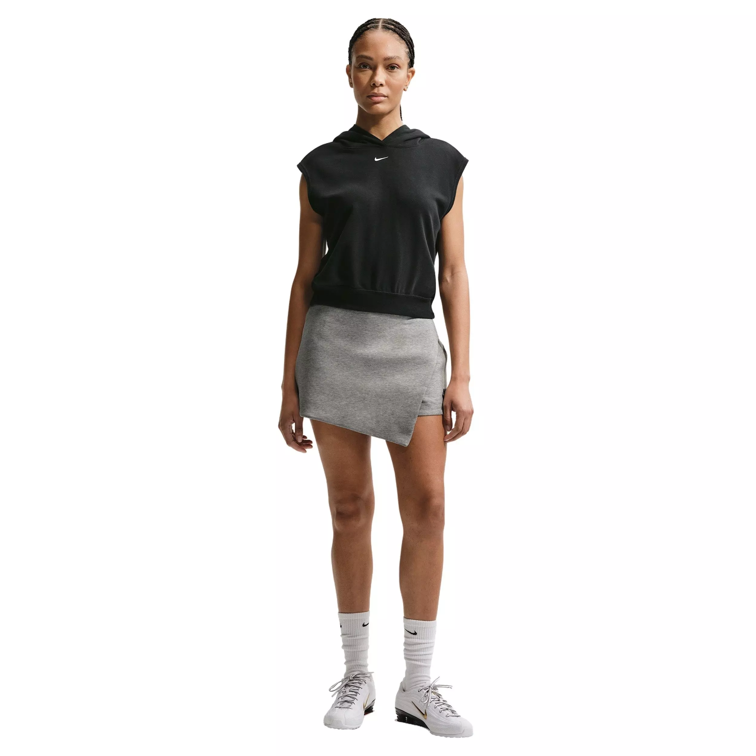 Nike Women's Sportswear Tech Fleece Mid-Rise Skort - GREY/BLACK