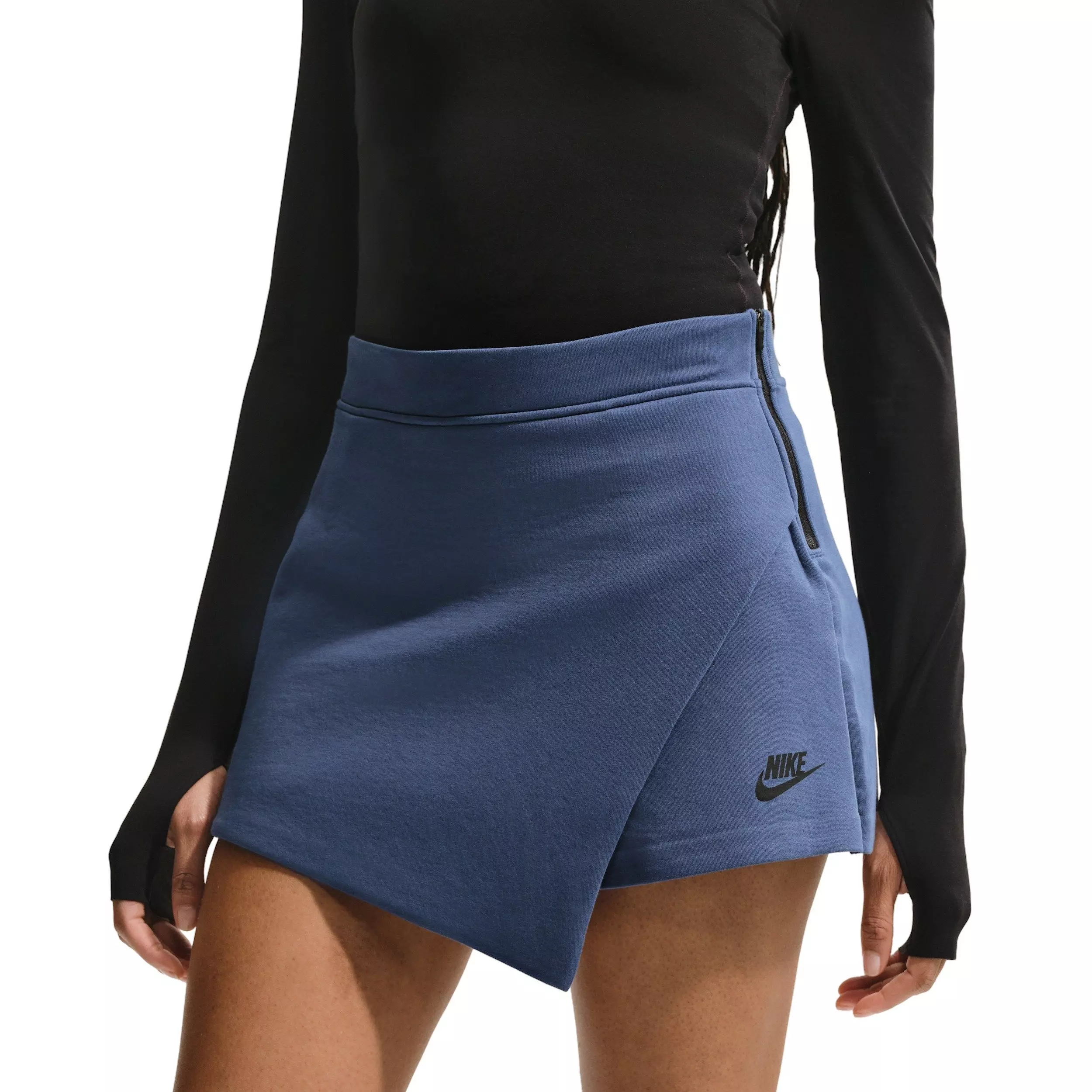 Nike Women's Sportswear Tech Fleece Mid-Rise Skort - NAVY/BLACK