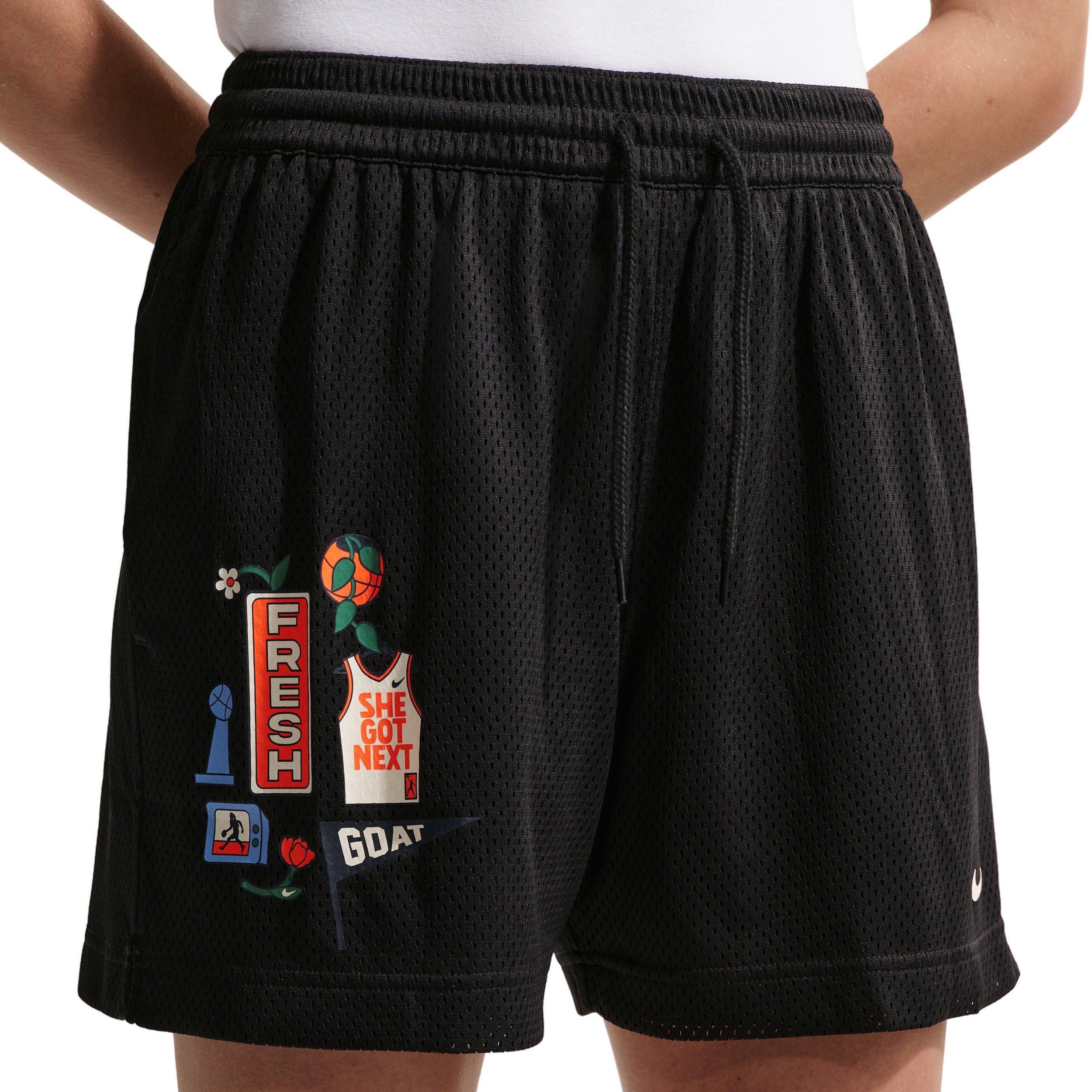 Nike Women's Essentials Dri-FIT 4" Basketball Shorts - Black/Ivory - BLACK/IVORY Thumbnail View 3
