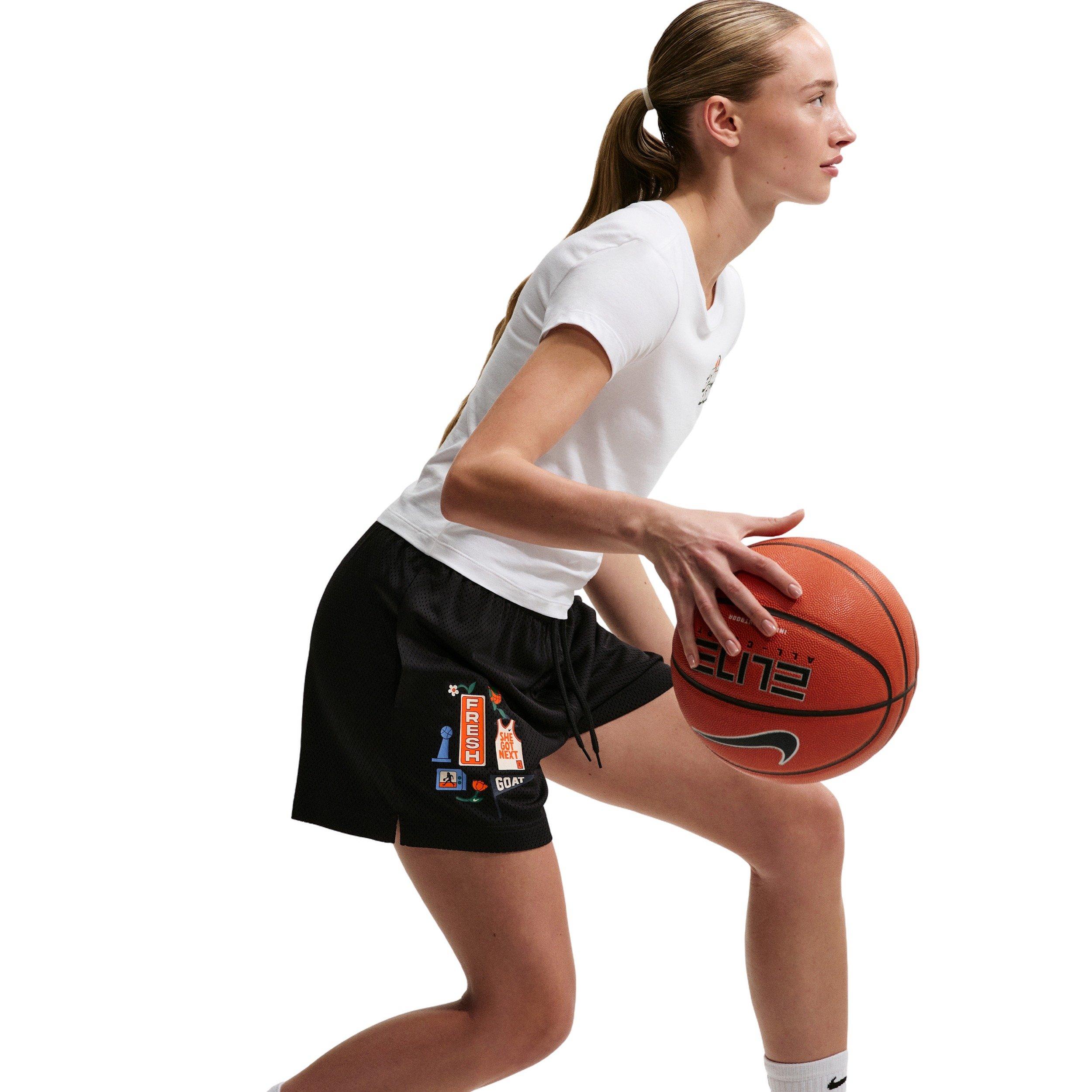 Nike Women's Essentials Dri-FIT 4" Basketball Shorts - Black/Ivory - BLACK/IVORY Thumbnail View 4