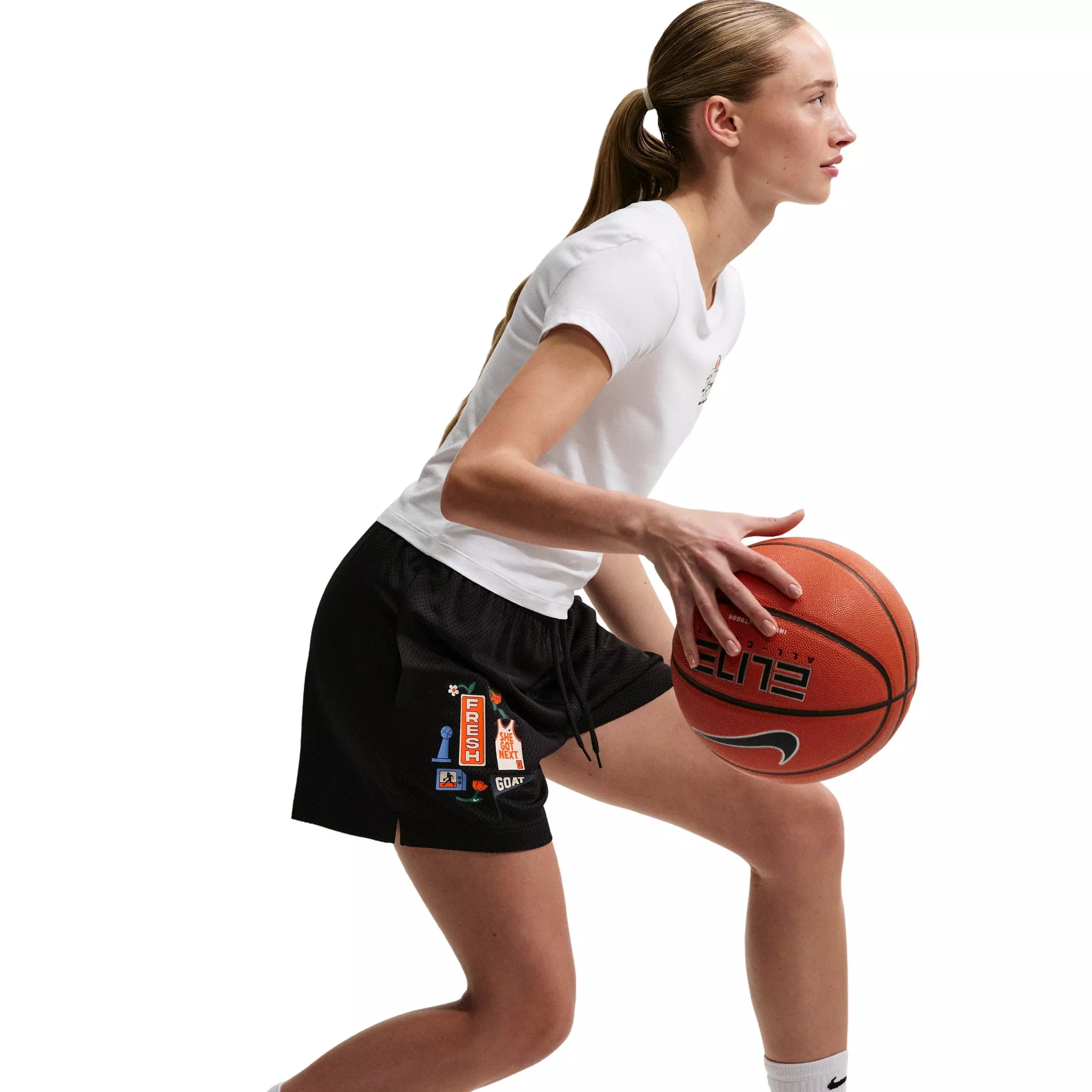 Nike Women's Essentials Dri-FIT 4" Basketball Shorts - Black/Ivory - BLACK/IVORY