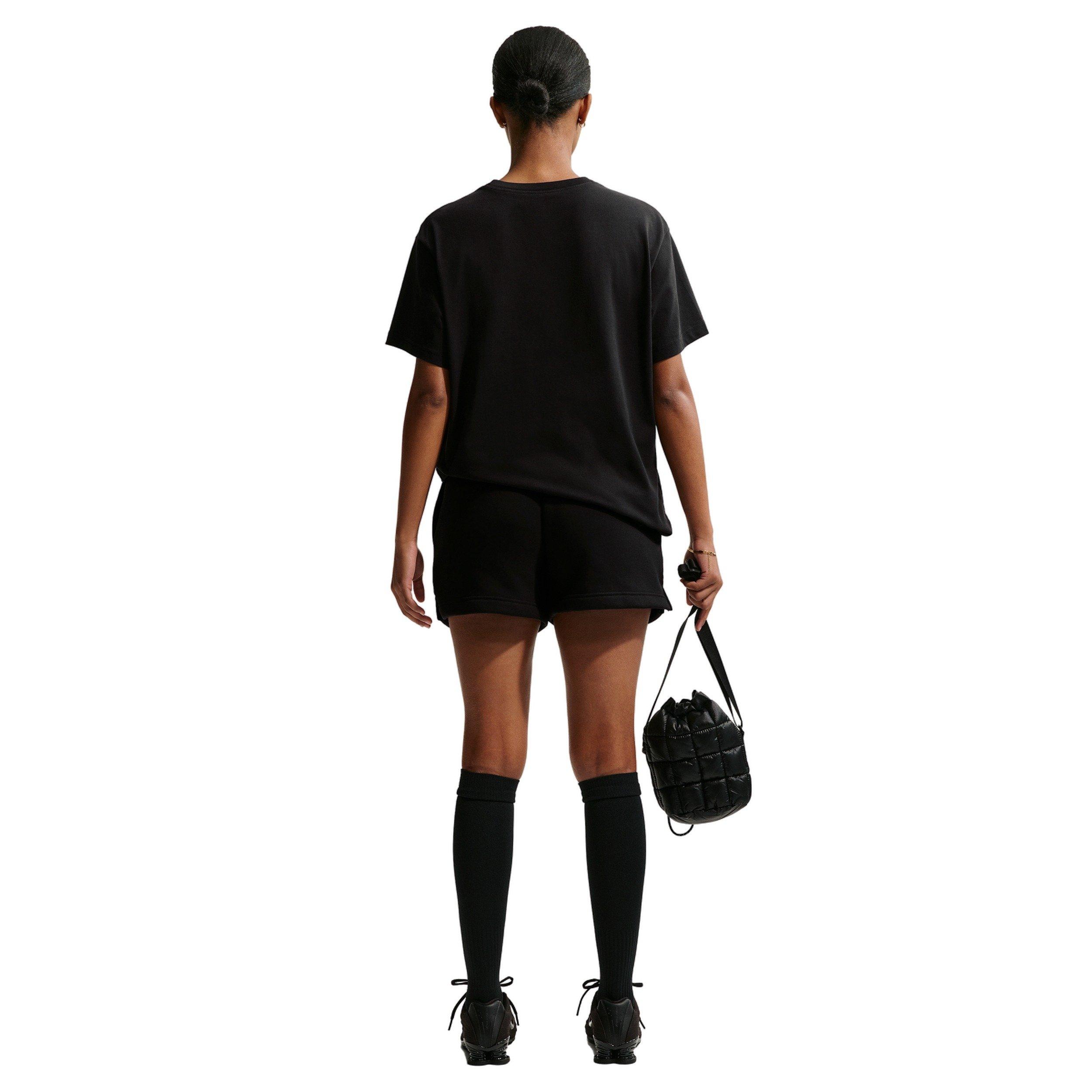 Nike Women's Sportswear Phoenix Fleece Mid-Rise 4" Shorts - Black/Grey - BLACK/GREY Thumbnail View 2