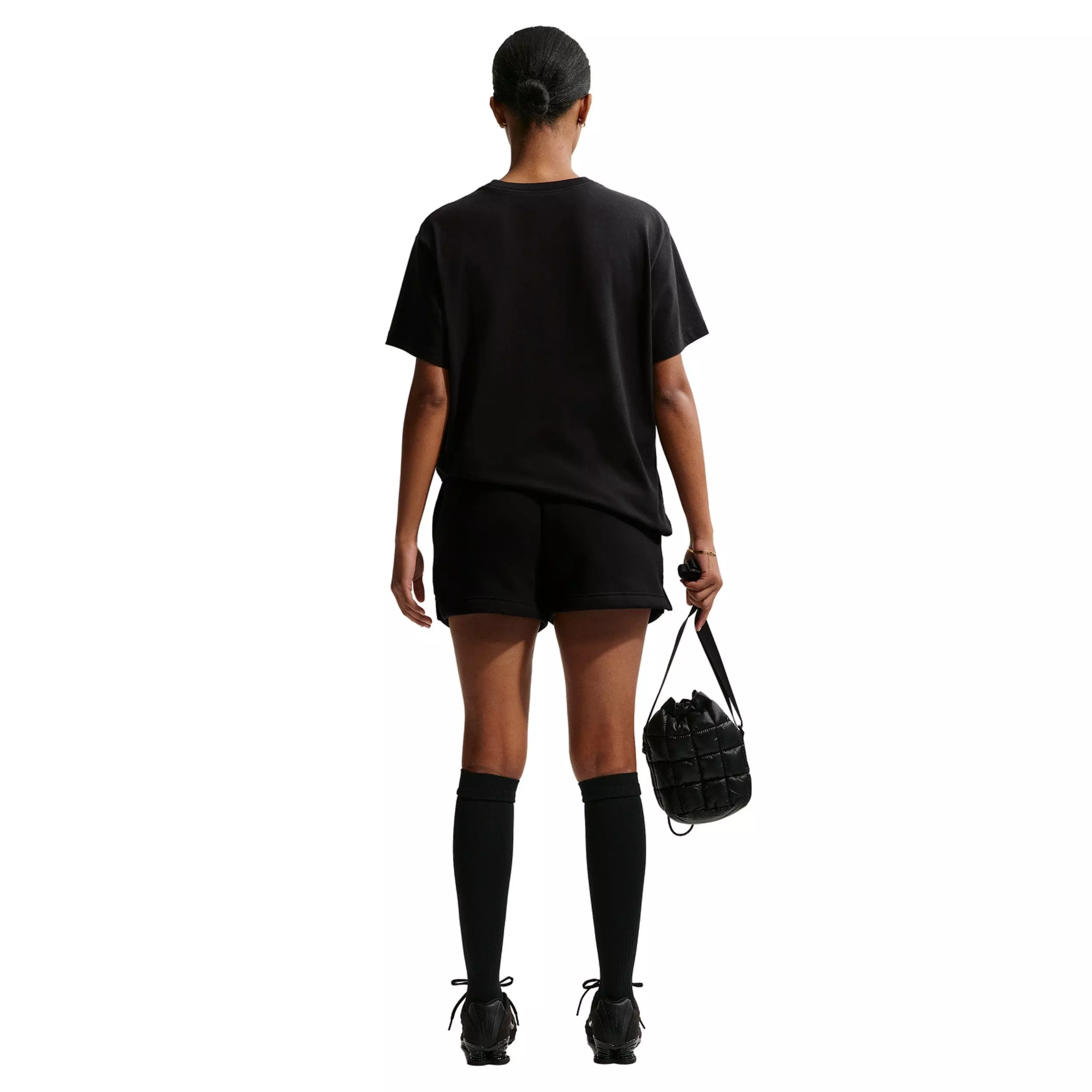 Nike Women's Sportswear Phoenix Fleece Mid-Rise 4" Shorts - Black/Grey - BLACK/GREY