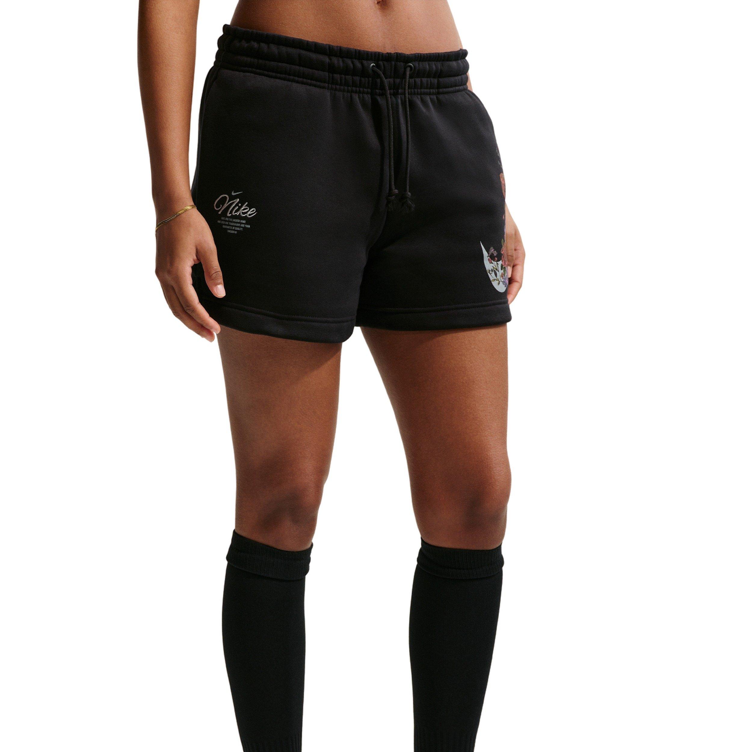Nike Women's Sportswear Phoenix Fleece Mid-Rise 4" Shorts - Black/Grey - BLACK/GREY Thumbnail View 3