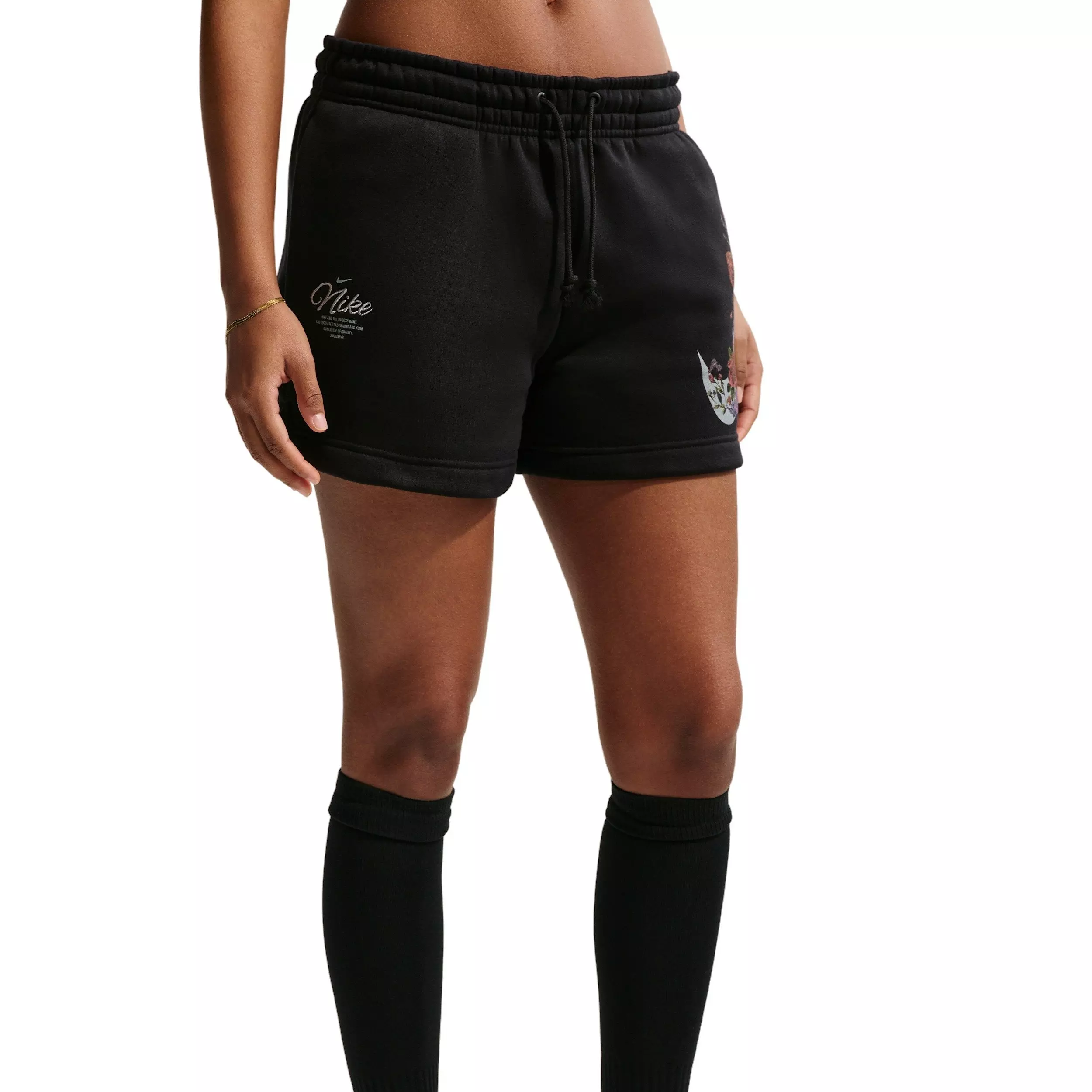 Nike Women's Sportswear Phoenix Fleece Mid-Rise 4" Shorts - Black/Grey - BLACK/GREY