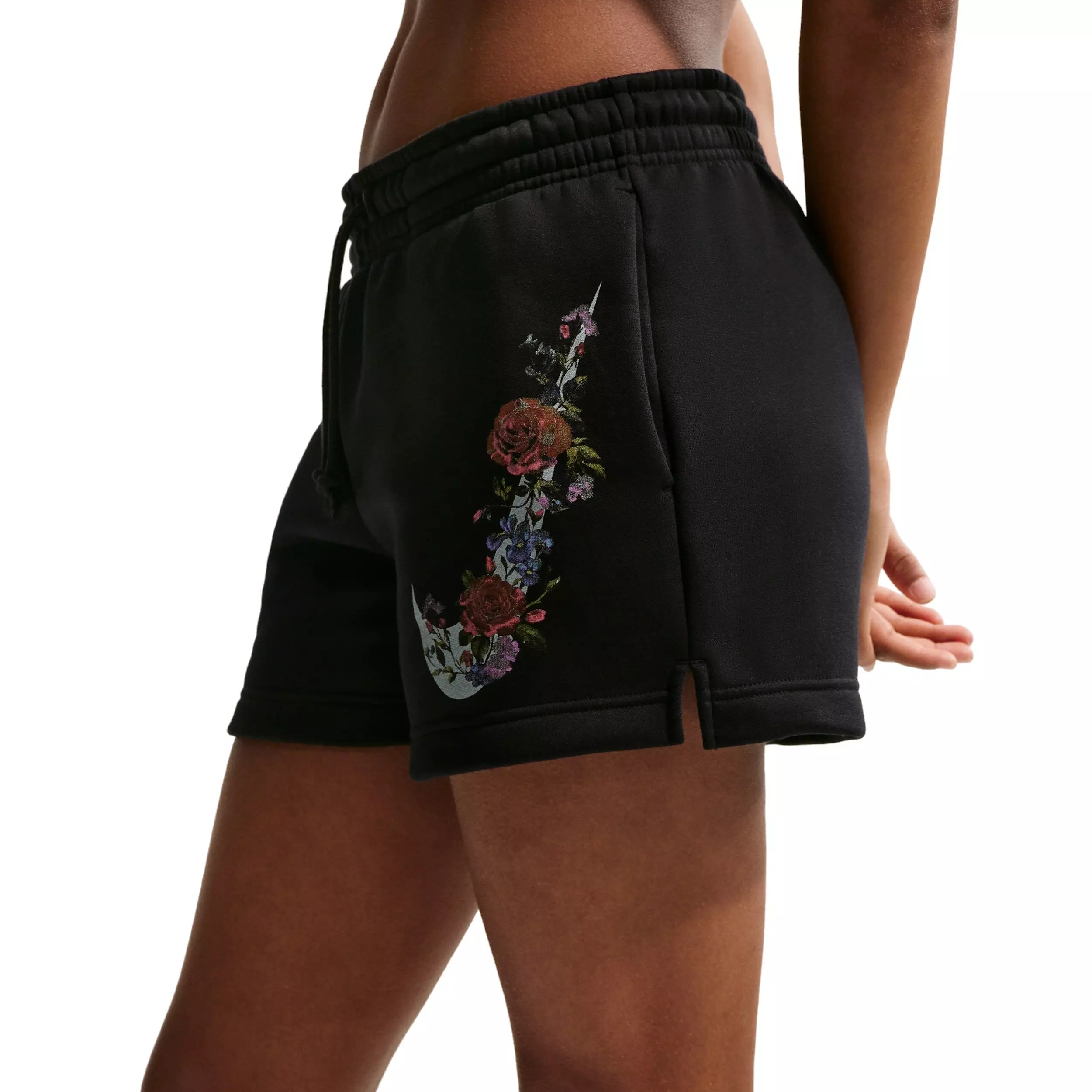 Nike Women's Sportswear Phoenix Fleece Mid-Rise 4" Shorts - Black/Grey - BLACK/GREY