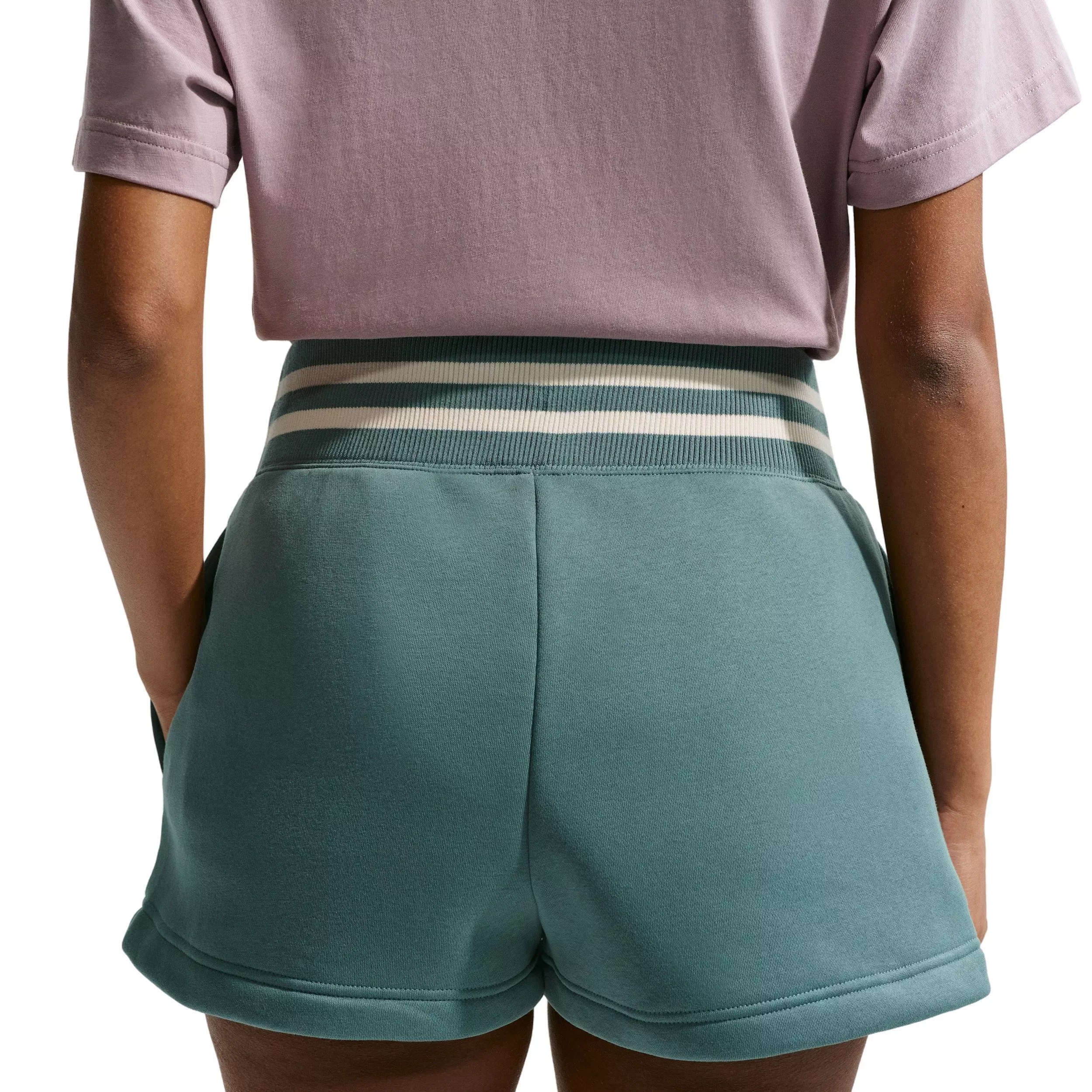 Nike Women's Sportswear Phoenix Fleece High-Waisted 4" Shorts - GREY/GREEN