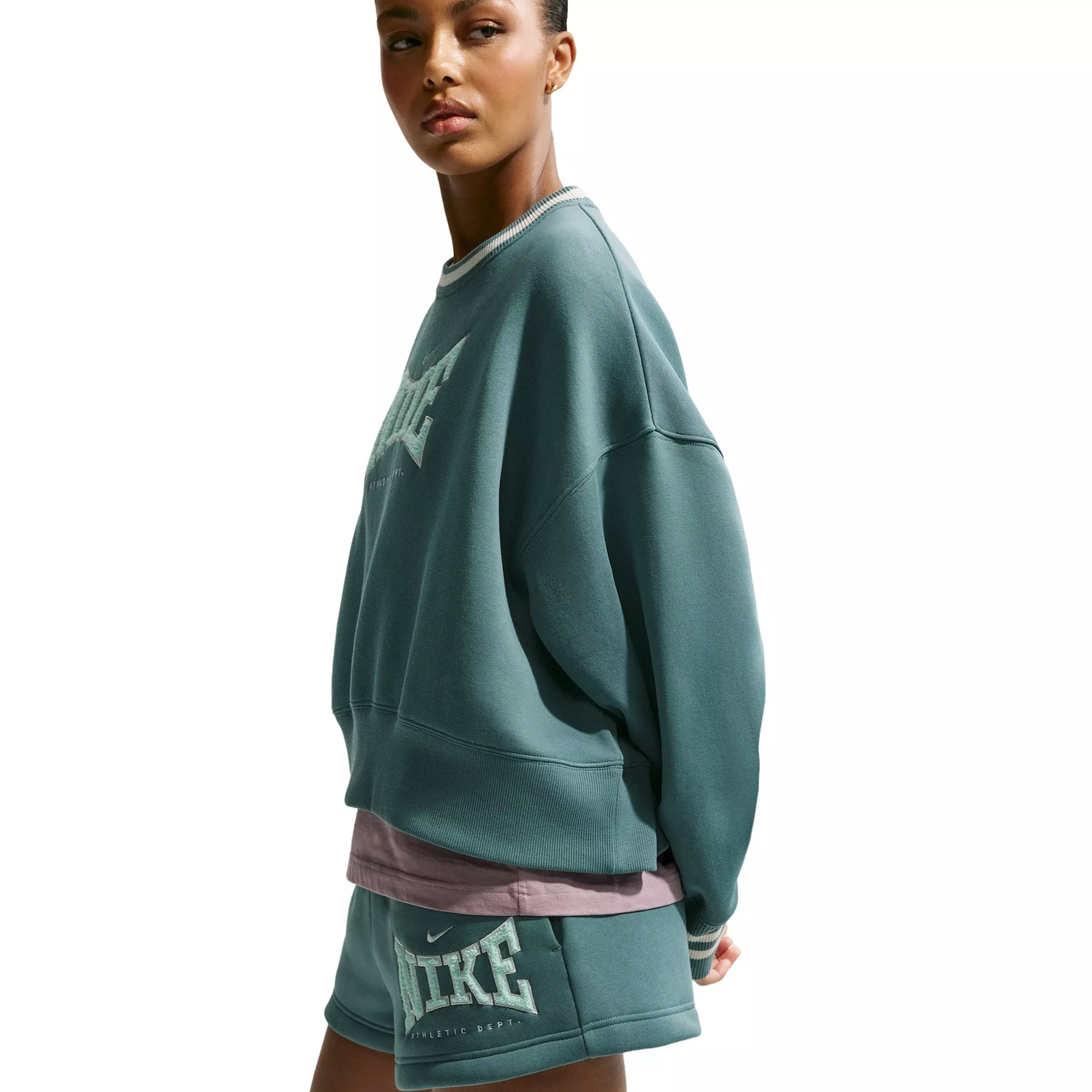 Nike Women's Sportswear Phoenix Fleece High-Waisted 4" Shorts - GREY/GREEN