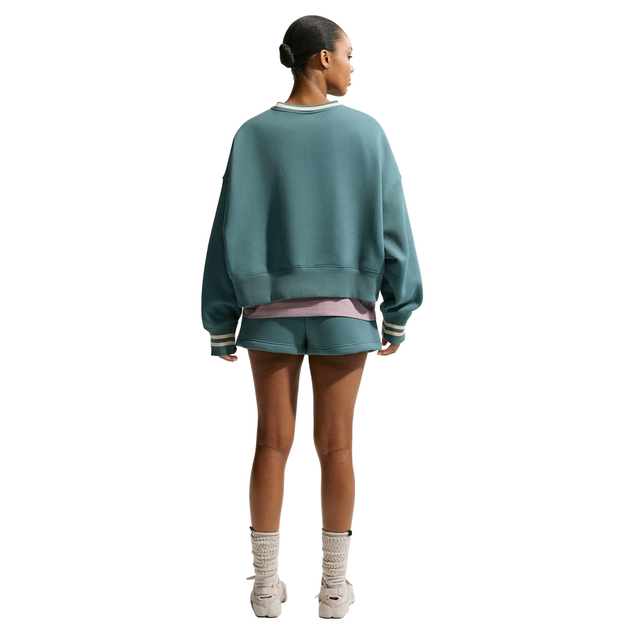 Nike Women's Sportswear Phoenix Fleece High-Waisted 4" Shorts - GREY/GREEN Thumbnail View 5