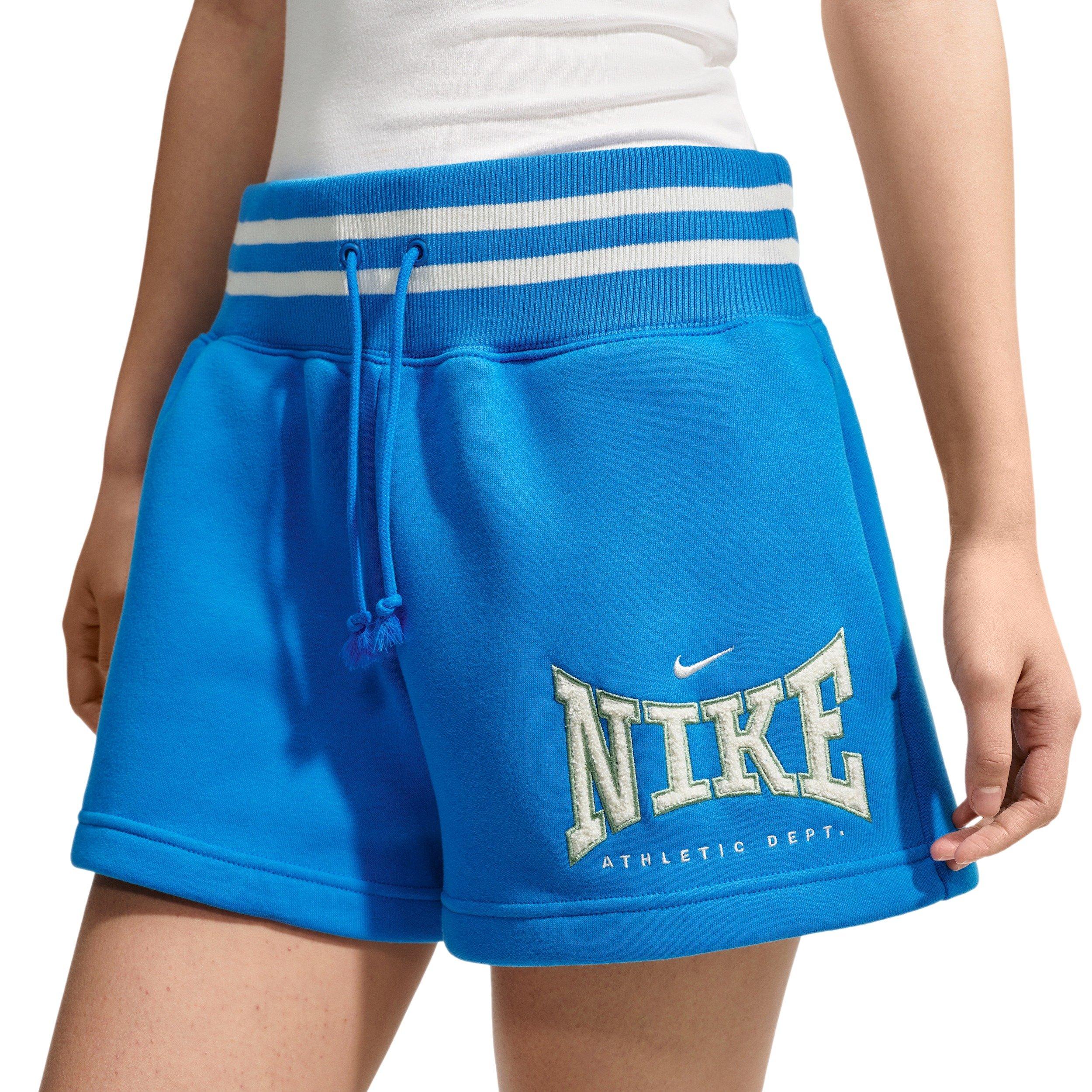 Nike Women's Sportswear Phoenix Fleece High-Waisted 4" Shorts - LT BLUE Thumbnail View 1