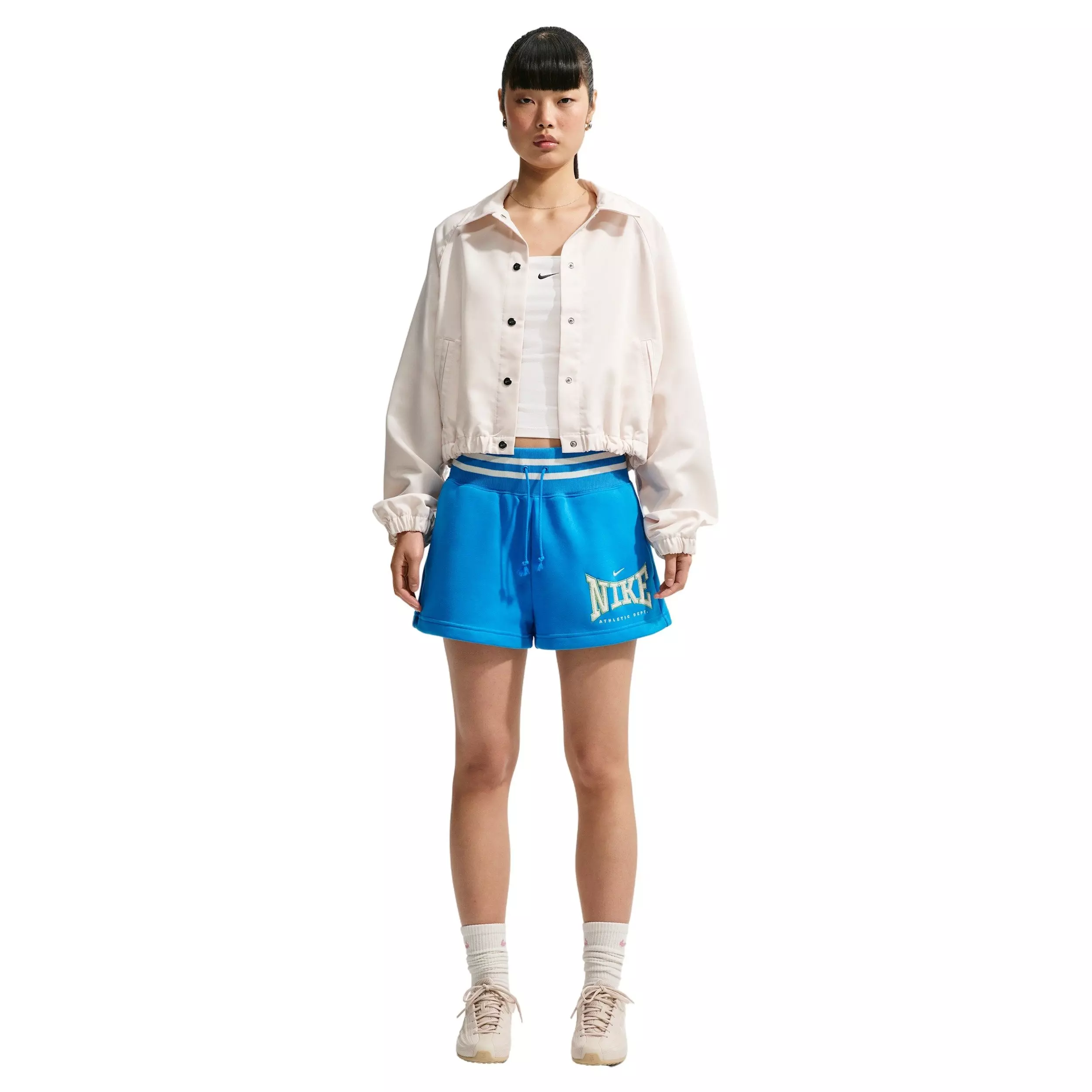 Nike Women's Sportswear Phoenix Fleece High-Waisted 4" Shorts - LT BLUE