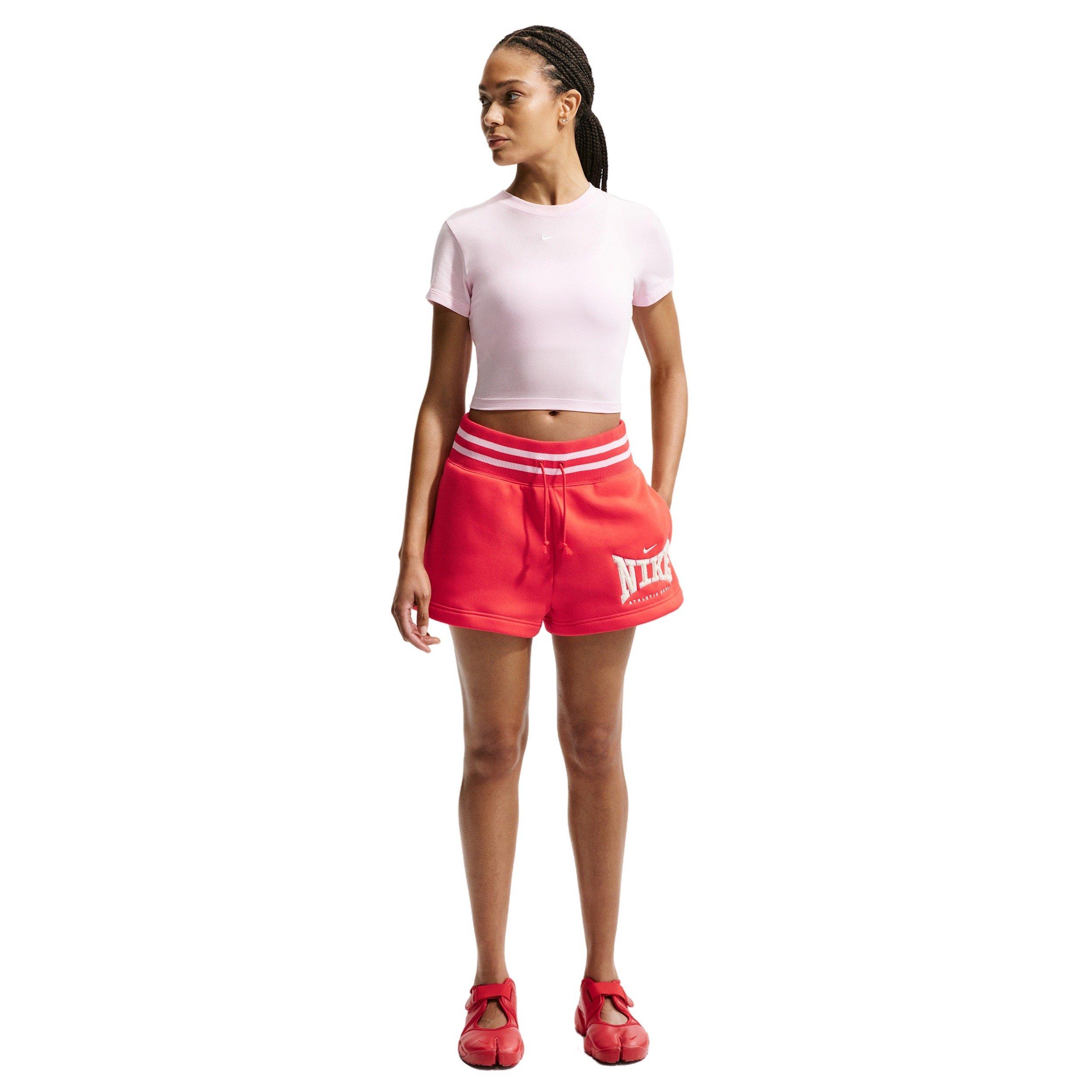 Nike Women's Sportswear Phoenix Fleece High-Waisted 4" Shorts - CRIMSON Thumbnail View 1