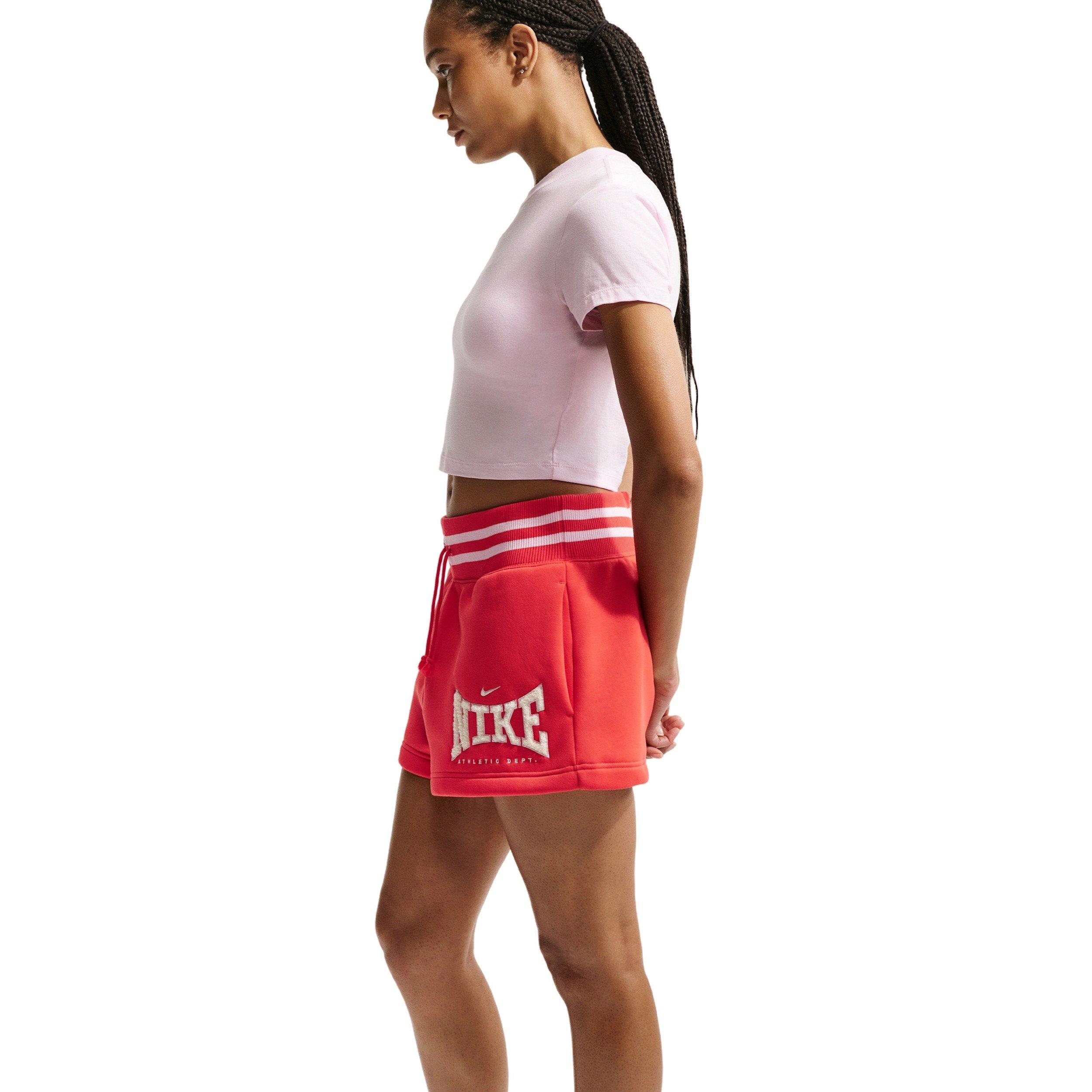 Nike Women's Sportswear Phoenix Fleece High-Waisted 4" Shorts - CRIMSON Thumbnail View 5