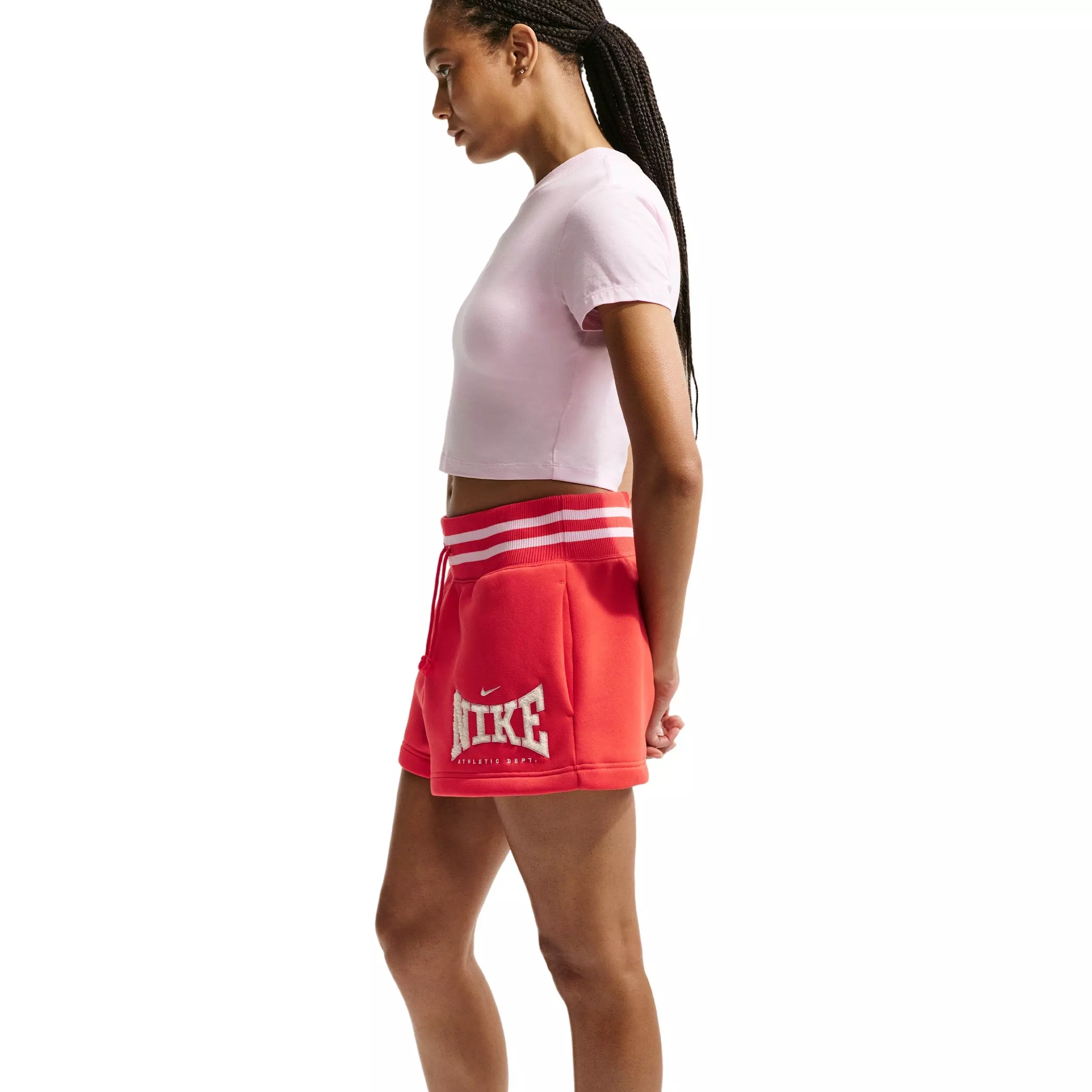 Nike Women's Sportswear Phoenix Fleece High-Waisted 4" Shorts - CRIMSON