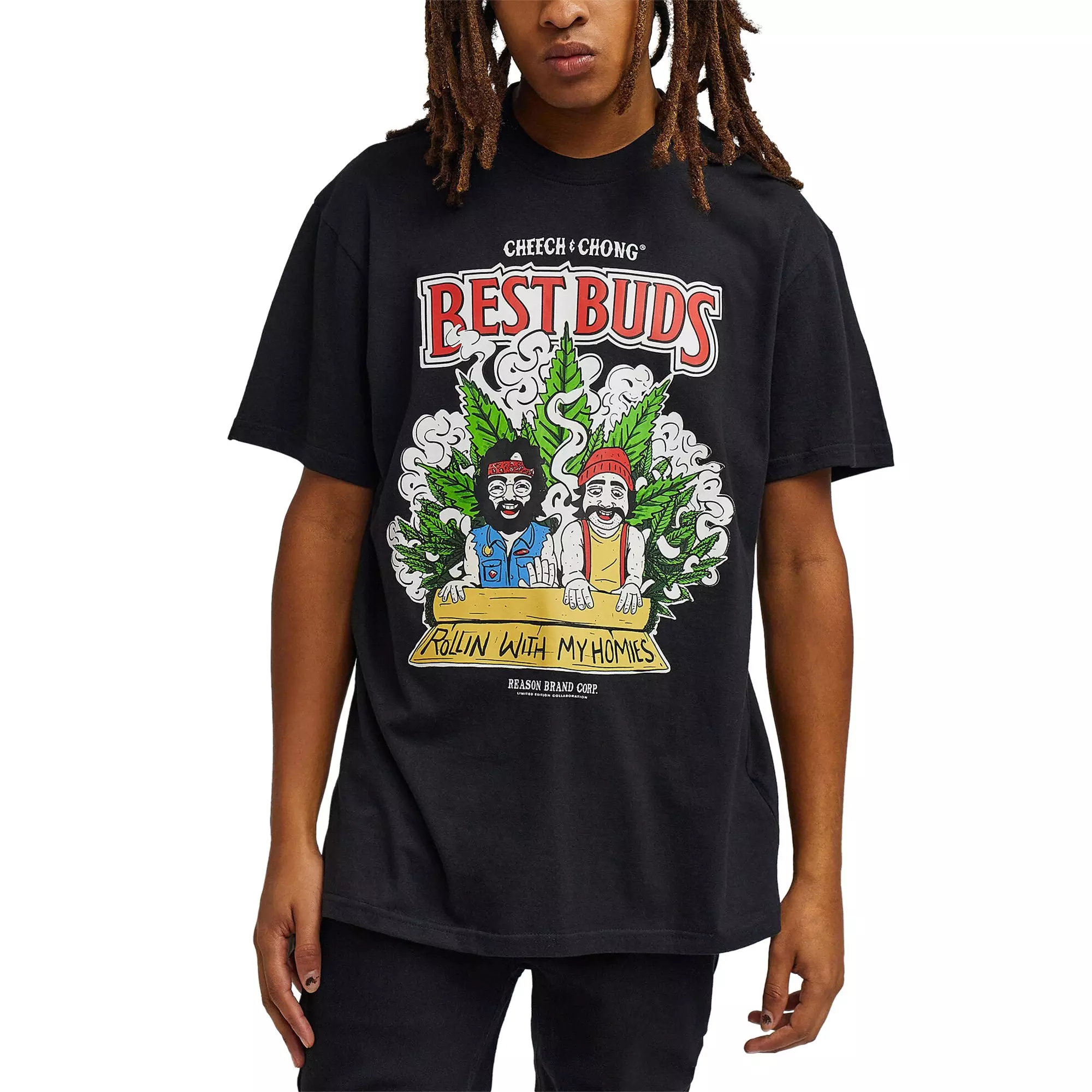 Reason Men's Cheech & Chong Best Buds Short Sleeve Tee - Black - BLACK