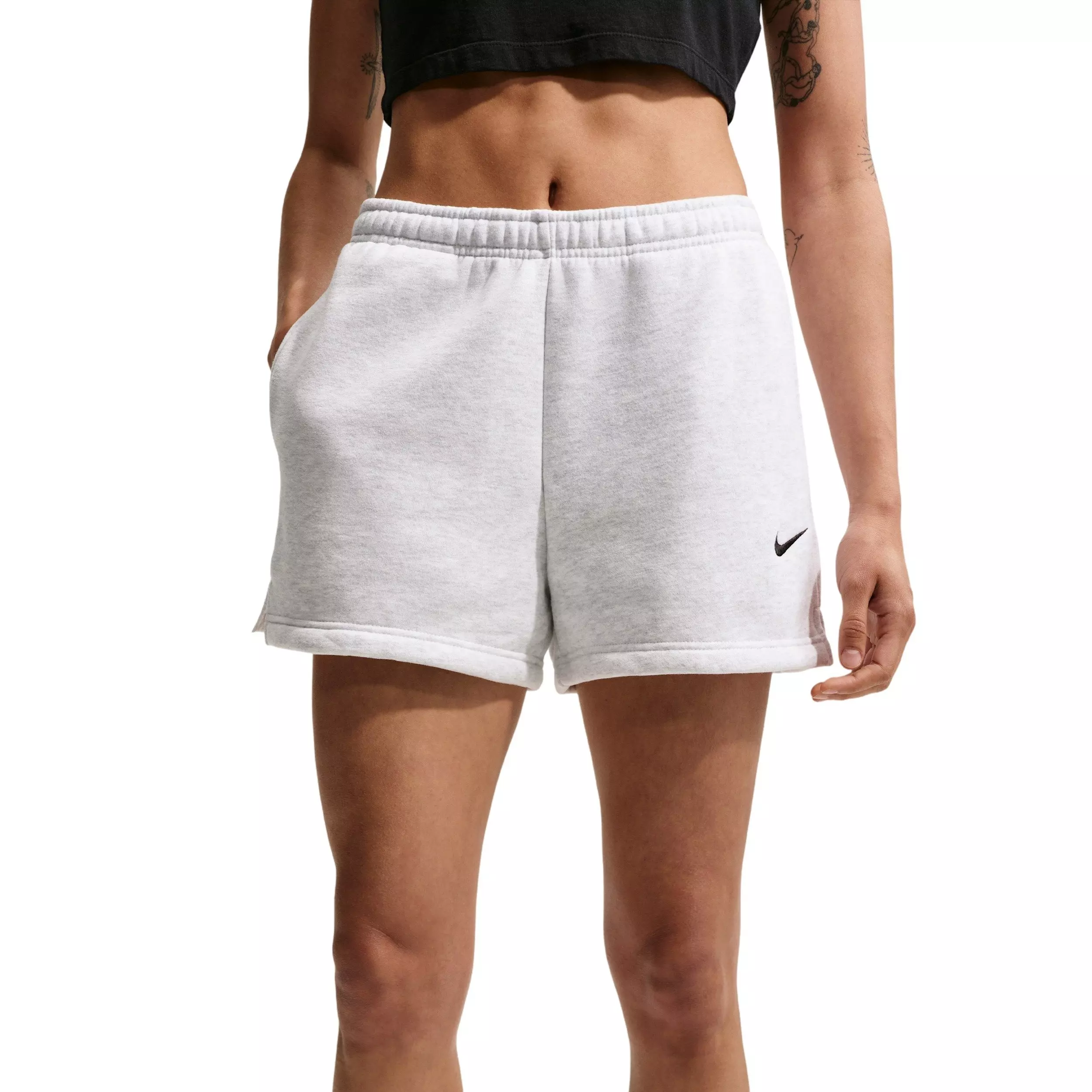 Nike Women's Studio Fleece Med-Weight Mid-Rise Shorts - BROWN/BLACK