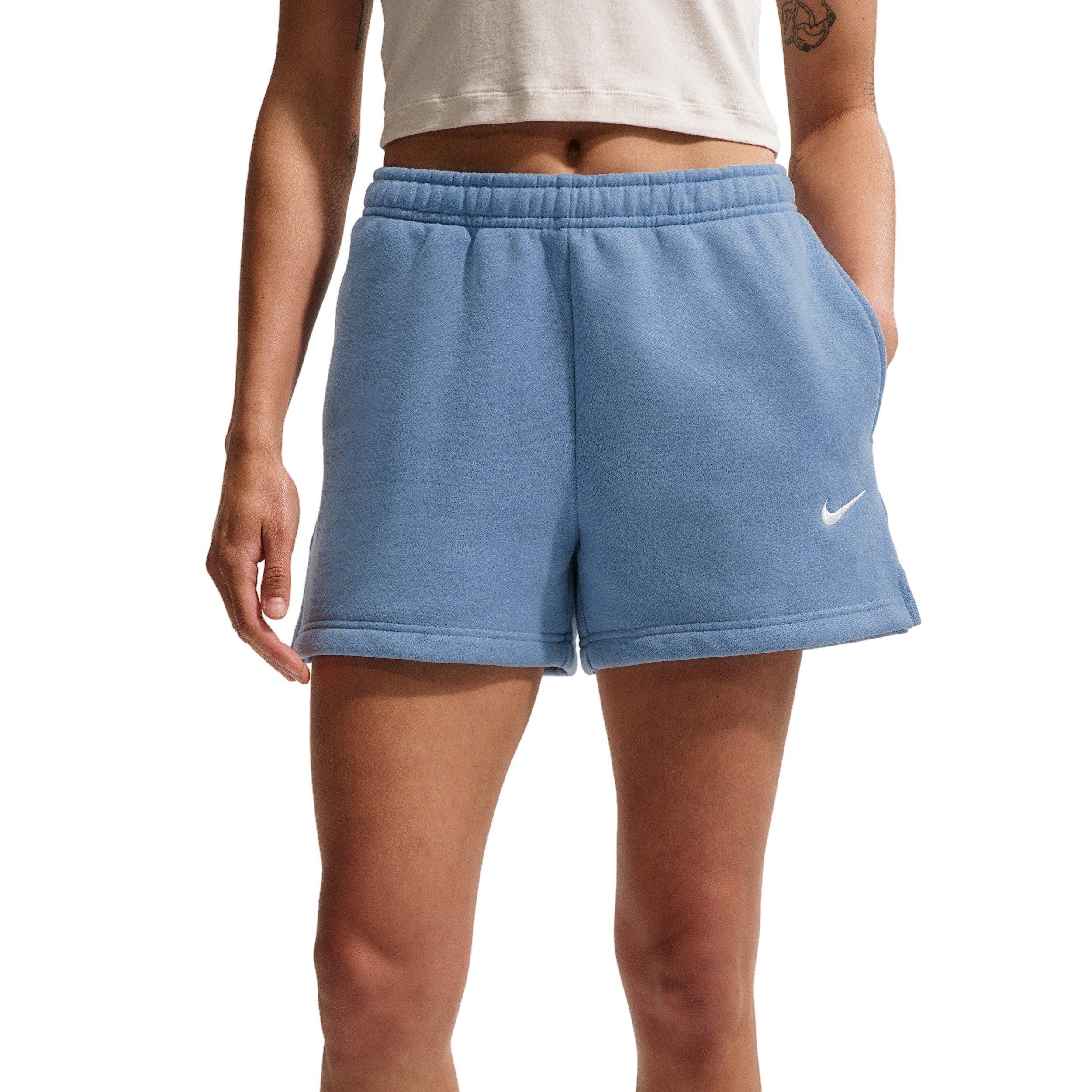 Nike Women's Studio Fleece Med-Weight Mid-Rise Shorts - BLUE Thumbnail View 3