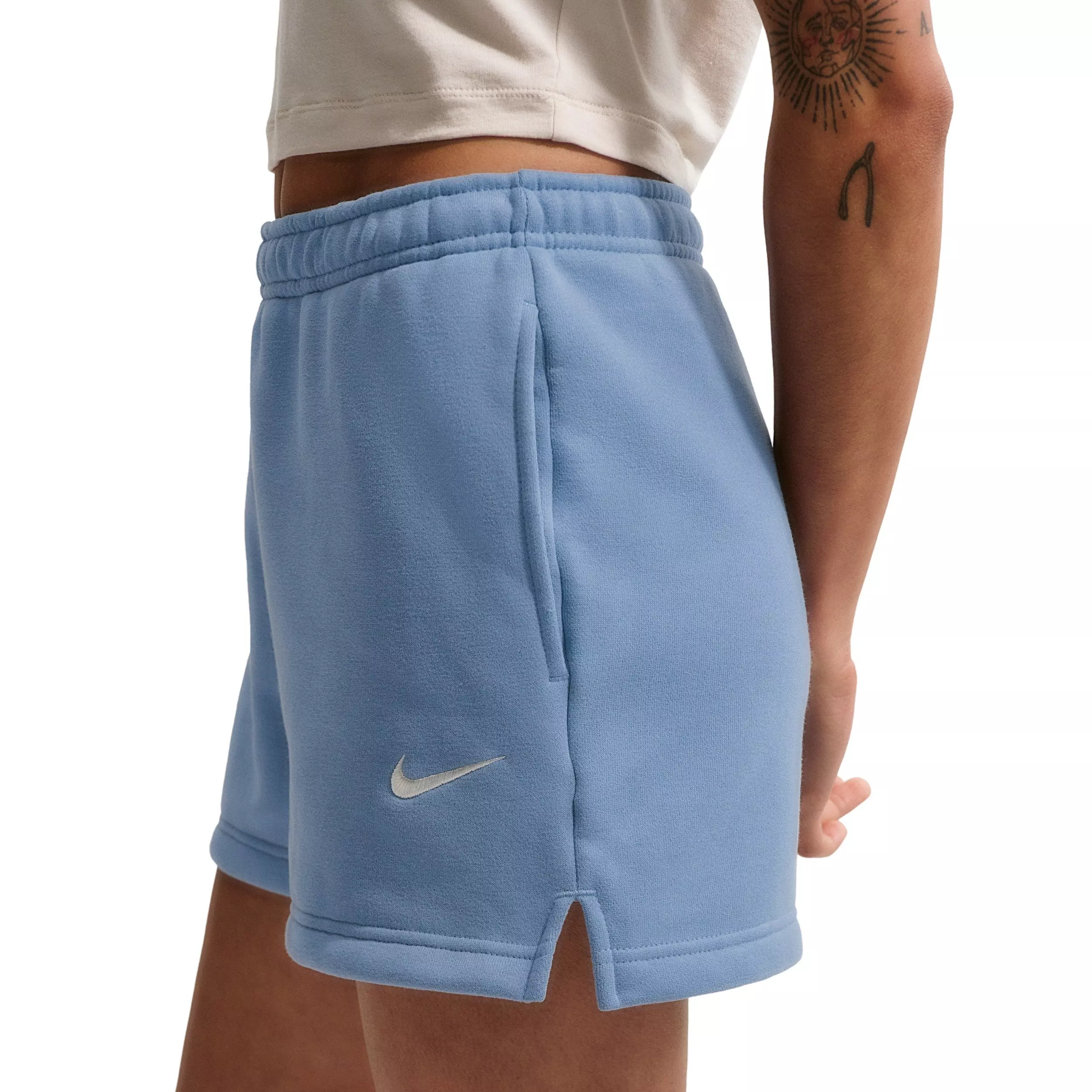 Nike Women's Studio Fleece Med-Weight Mid-Rise Shorts - BLUE