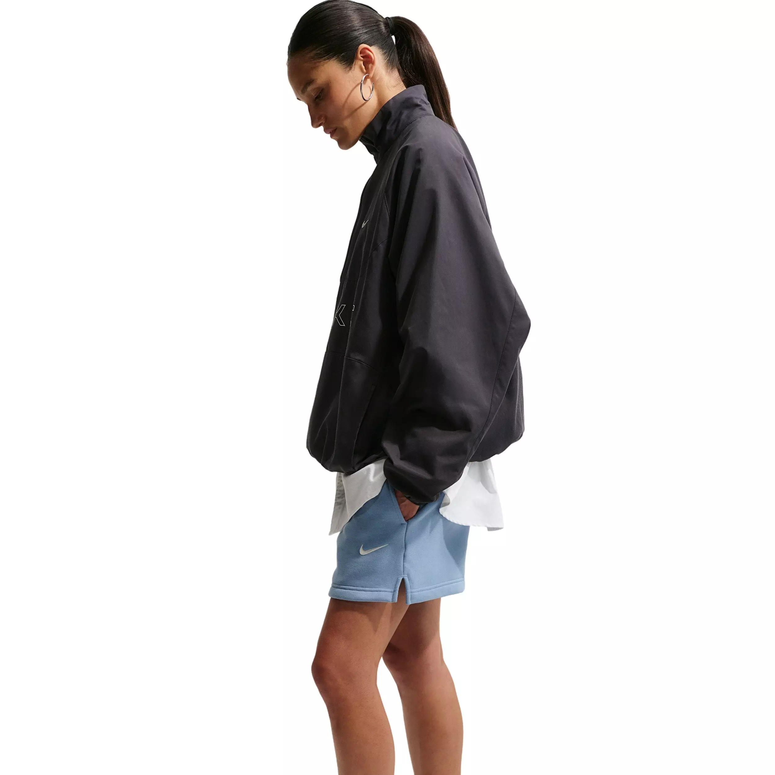 Nike Women's Studio Fleece Med-Weight Mid-Rise Shorts - BLUE