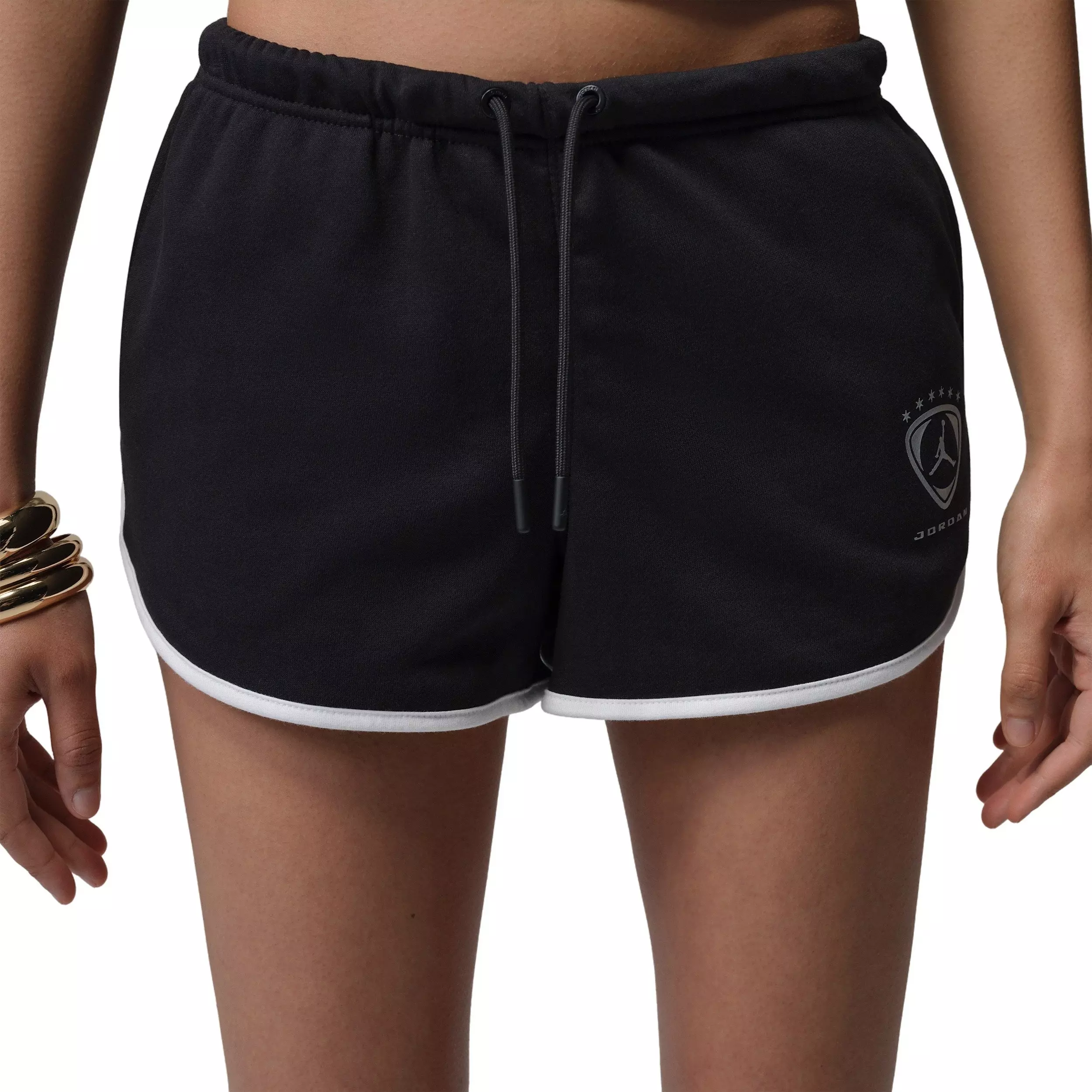 Jordan Women's Brooklyn Fleece Graphic FC Shorts - BLACK/WHITE
