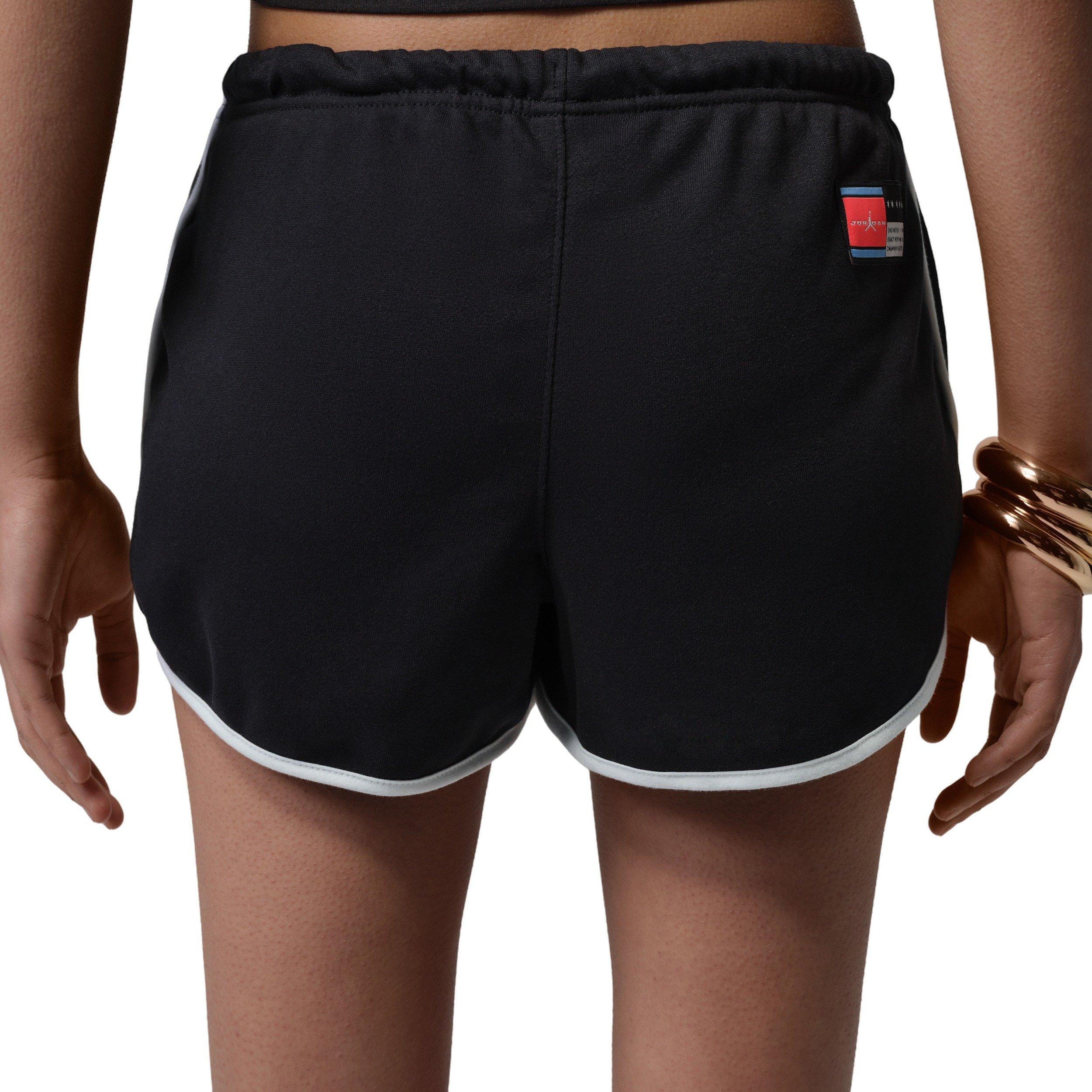 Jordan Women's Brooklyn Fleece Graphic FC Shorts - BLACK/WHITE Thumbnail View 2