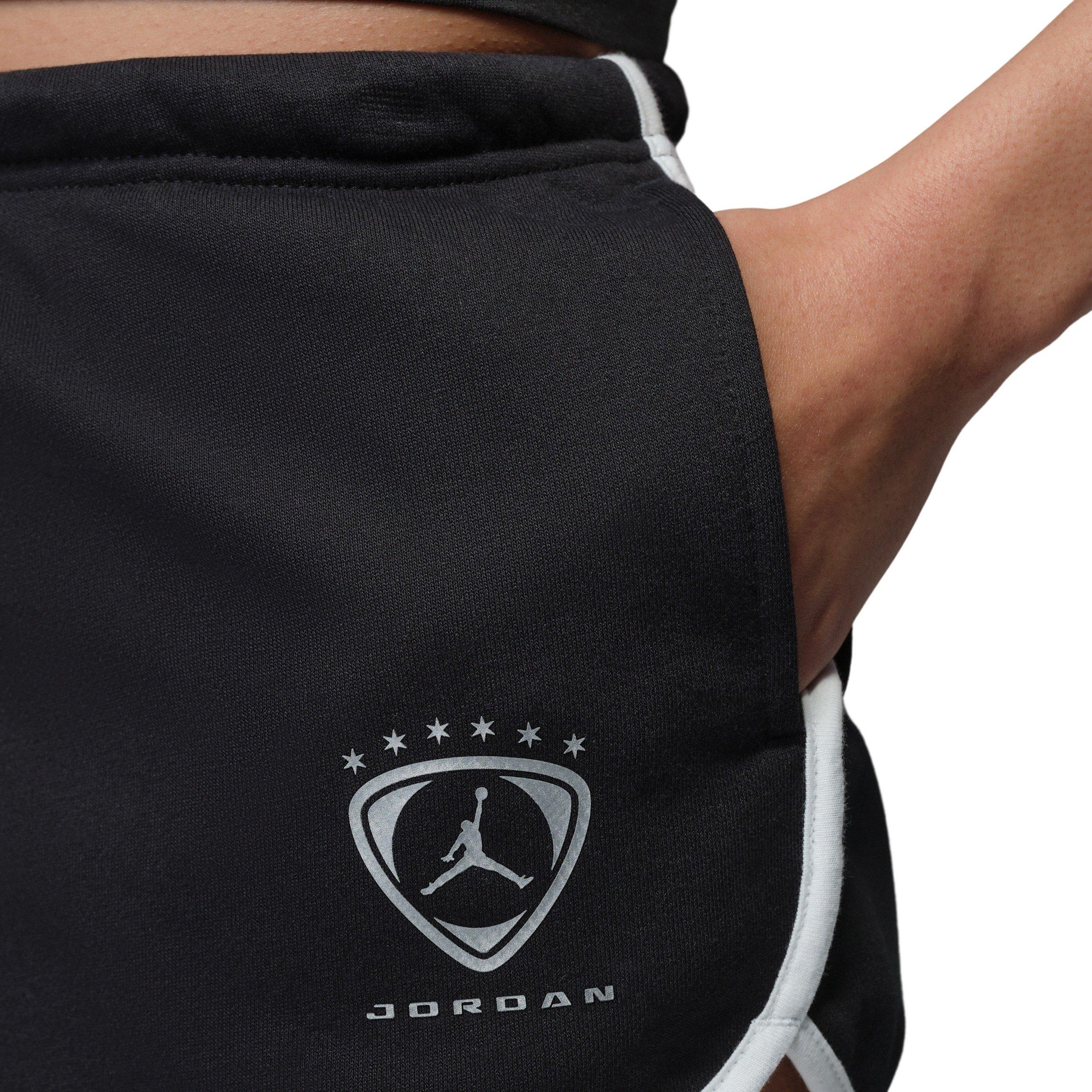 Jordan Women's Brooklyn Fleece Graphic FC Shorts - BLACK/WHITE Thumbnail View 3
