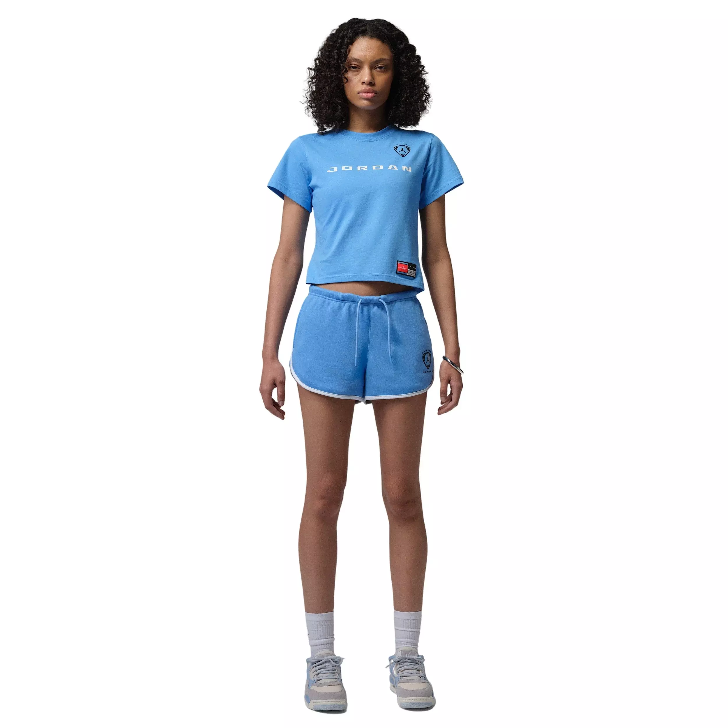 Jordan Women's Brooklyn Fleece Graphic FC Shorts - BLUE/WHITE