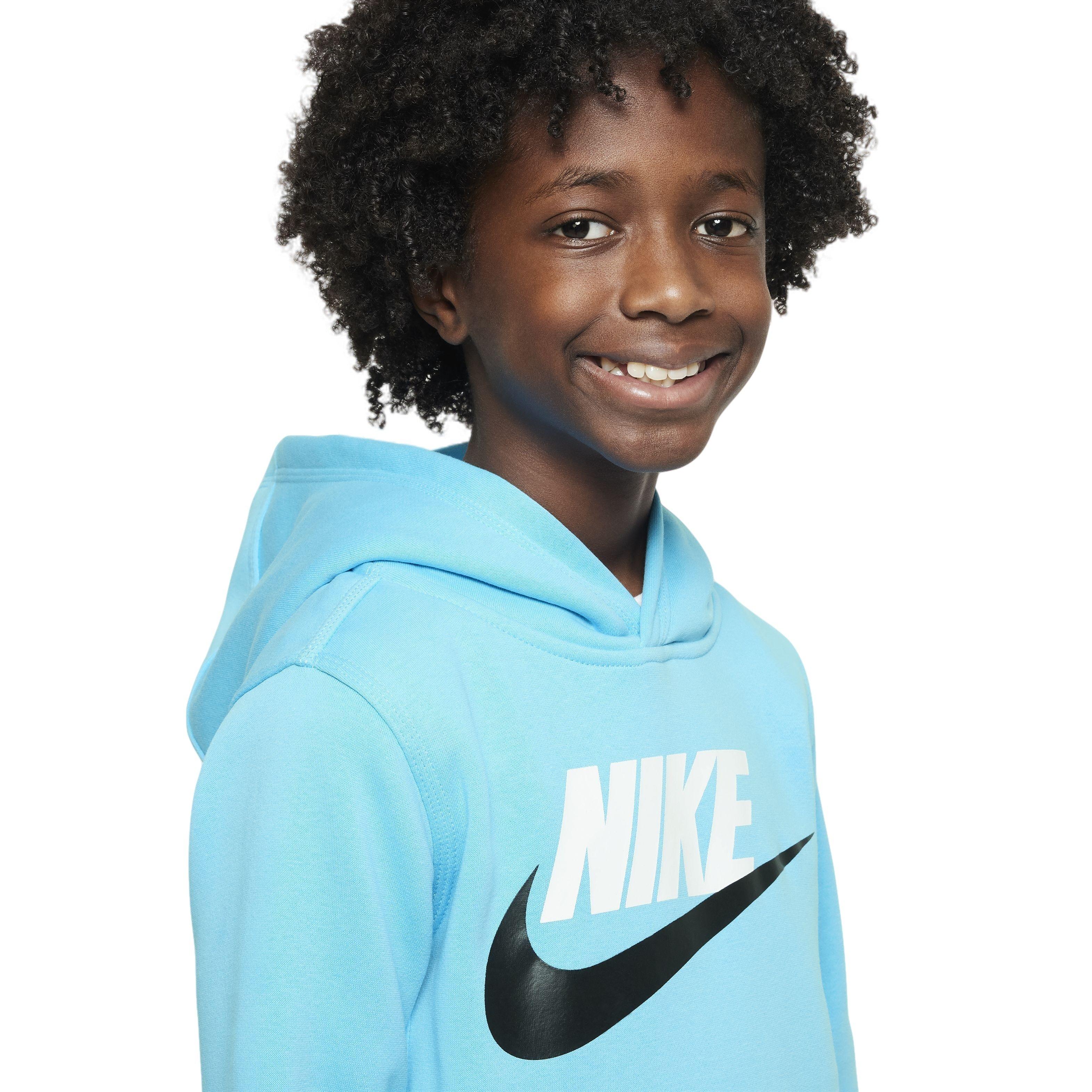 Nike Big Kids Sportswear Club HBR Fleece Pullover Hoodie Blue Hibbett
