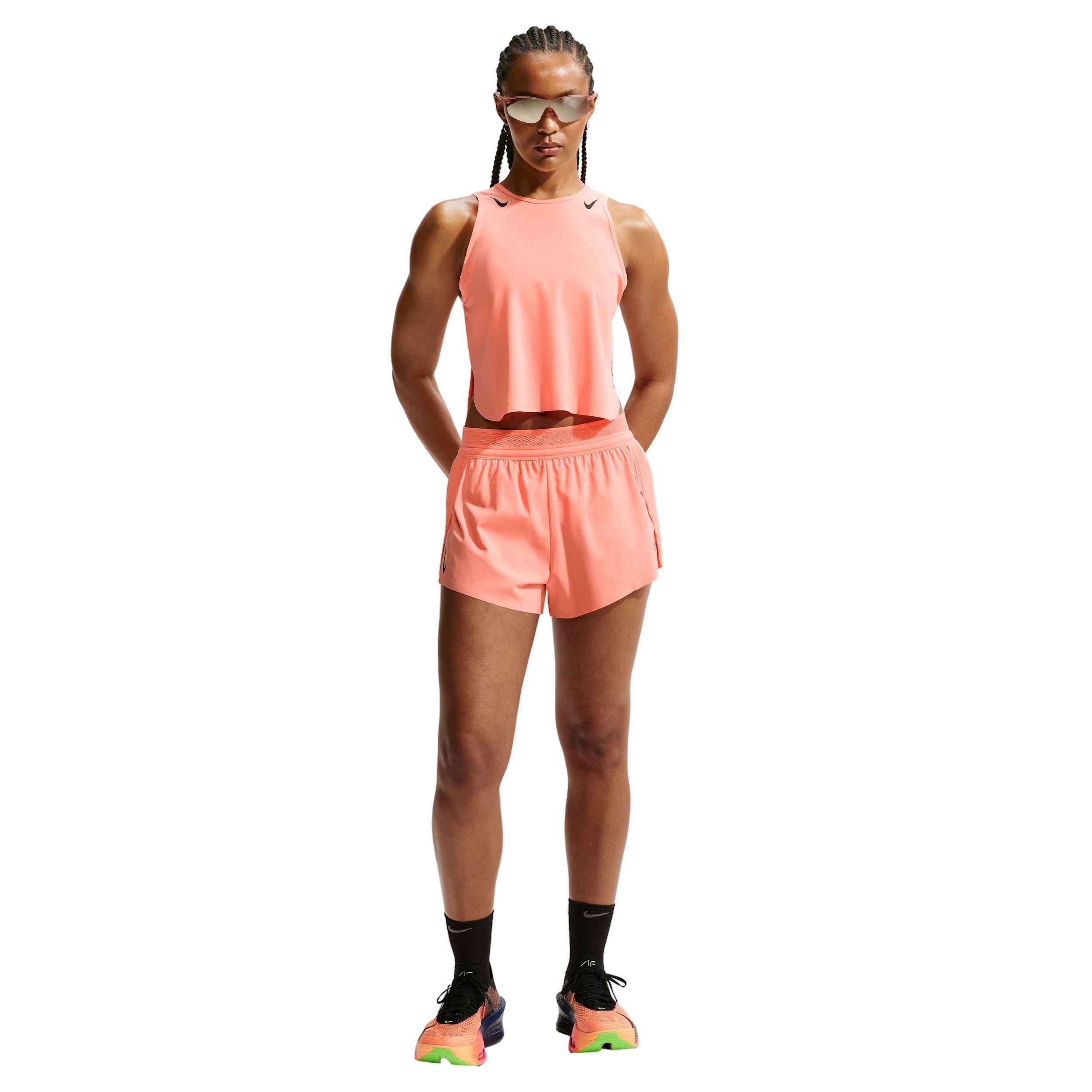 Nike Women's AeroSwift Dri-FIT ADV Cropped Running Tank Top - Orange/Black - ORANGE/BLACK Thumbnail View 4