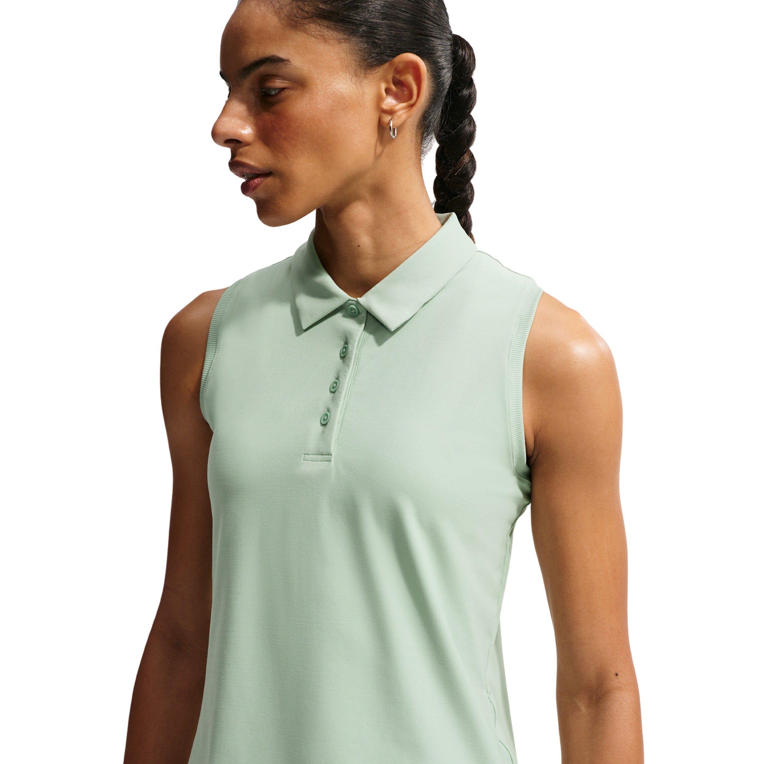 Nike Women's Victory Dri-FIT Sleeveless Polo - STEAM GREEN/WHITE Thumbnail View 3