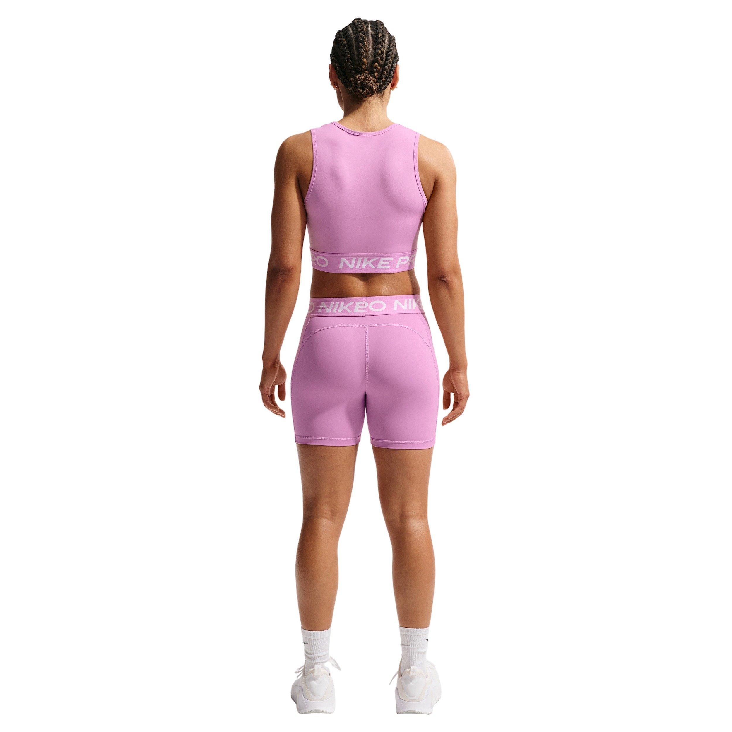 Nike Women's Pro Dri-FIT Cropped Tank Top - Lt Magenta - LT MAGENTA Thumbnail View 2