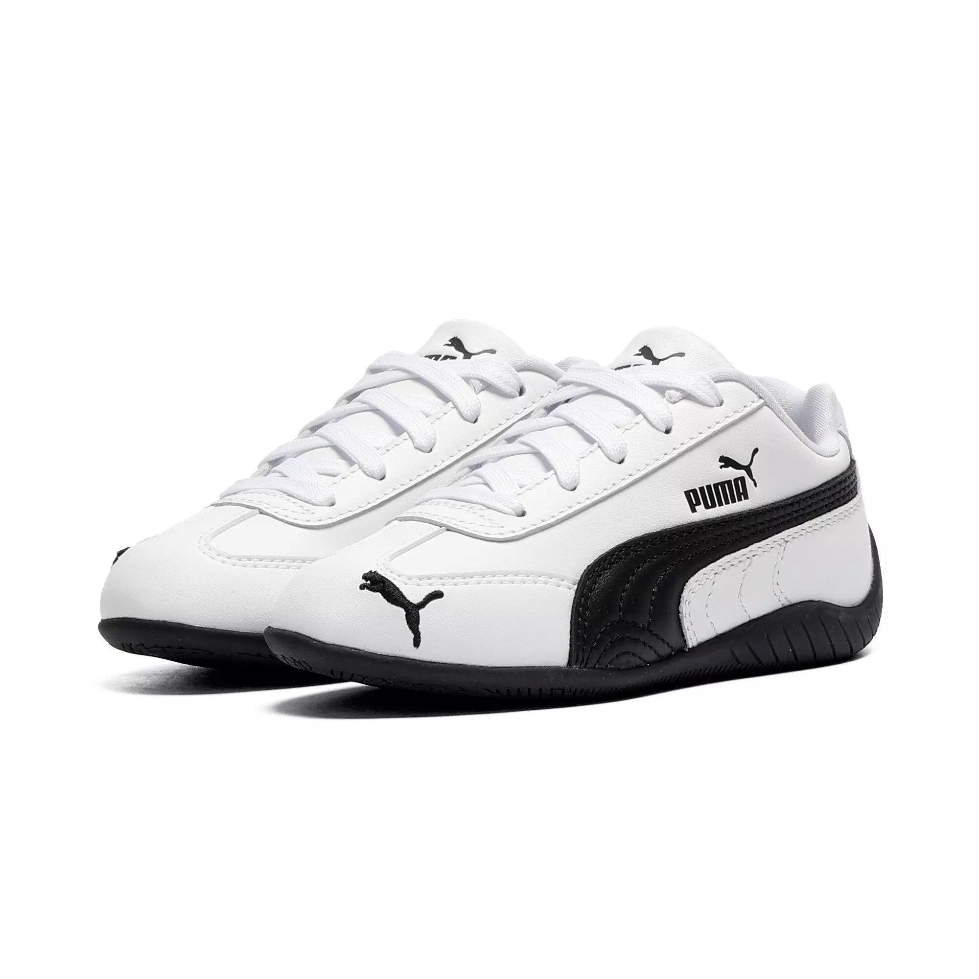PUMA Speedcat Full Leather "PUMA White/PUMA Black" Preschool Boys' Shoe - WHITE/BLACK