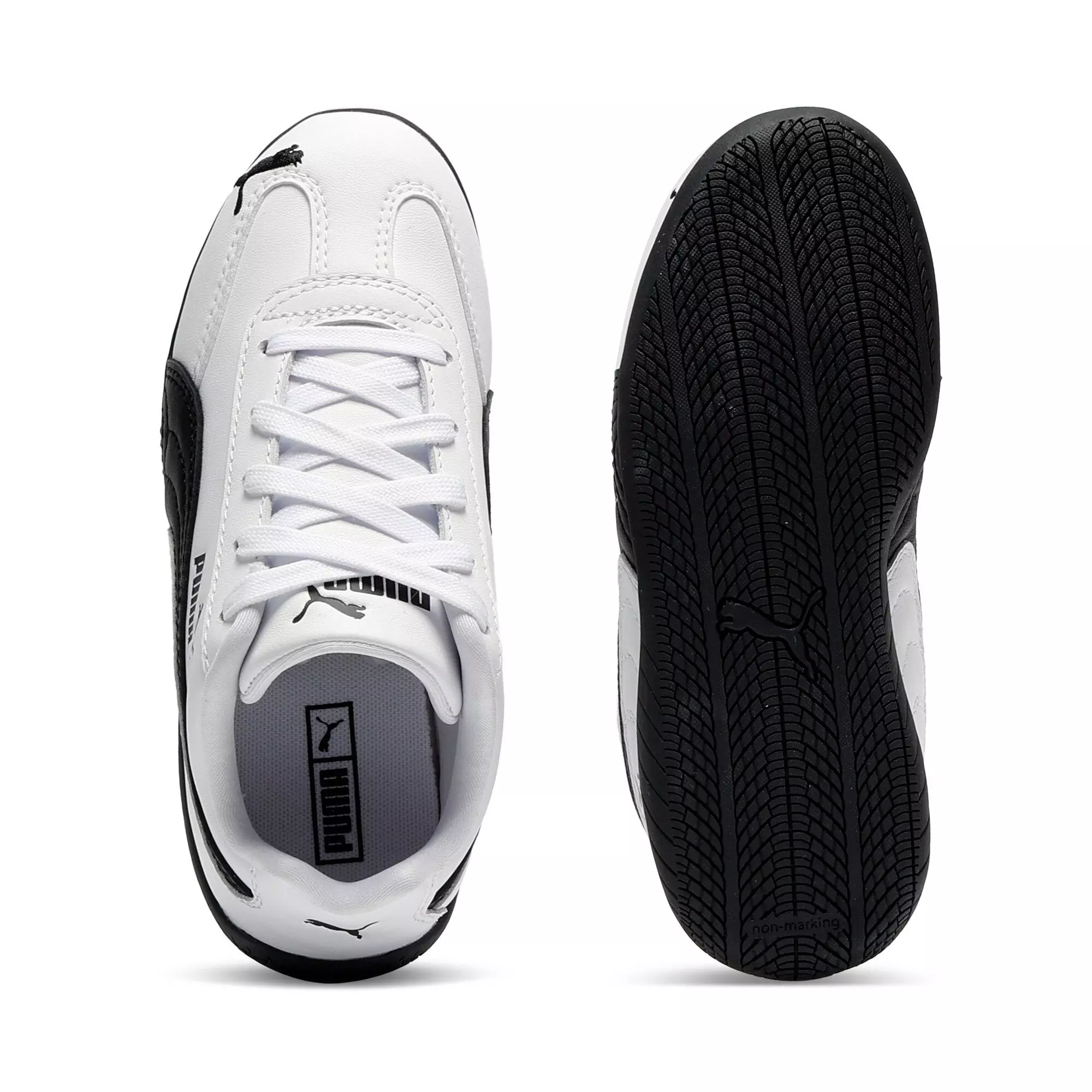 PUMA Speedcat Full Leather "PUMA White/PUMA Black" Preschool Boys' Shoe - WHITE/BLACK