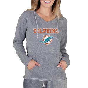 Women's Wear by Erin Andrews Heather Gray Miami Dolphins Plus Size Knotted T-Shirt Dress