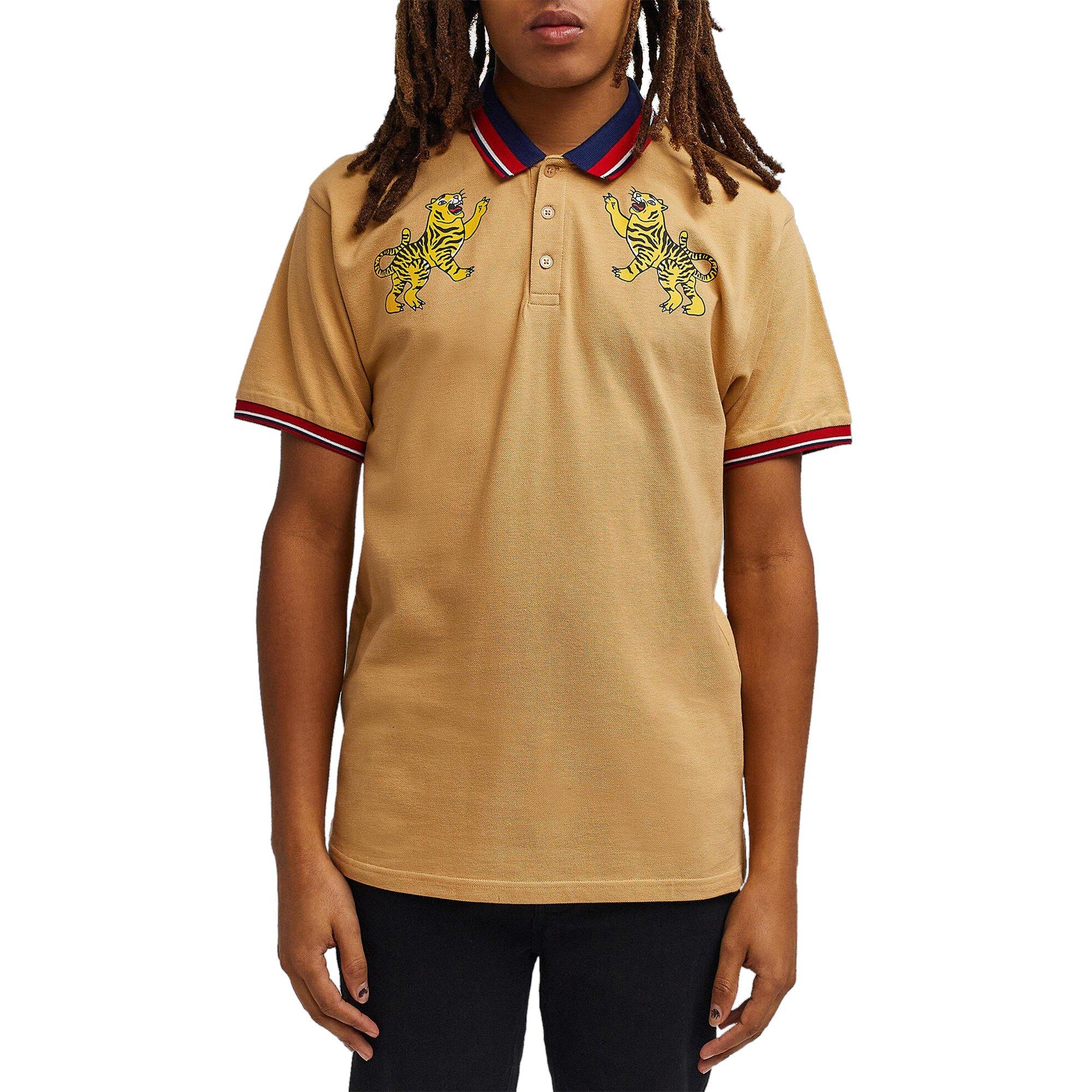 Reason Men's Fearless Tiger Embroidered Polo Shirt - Khaki