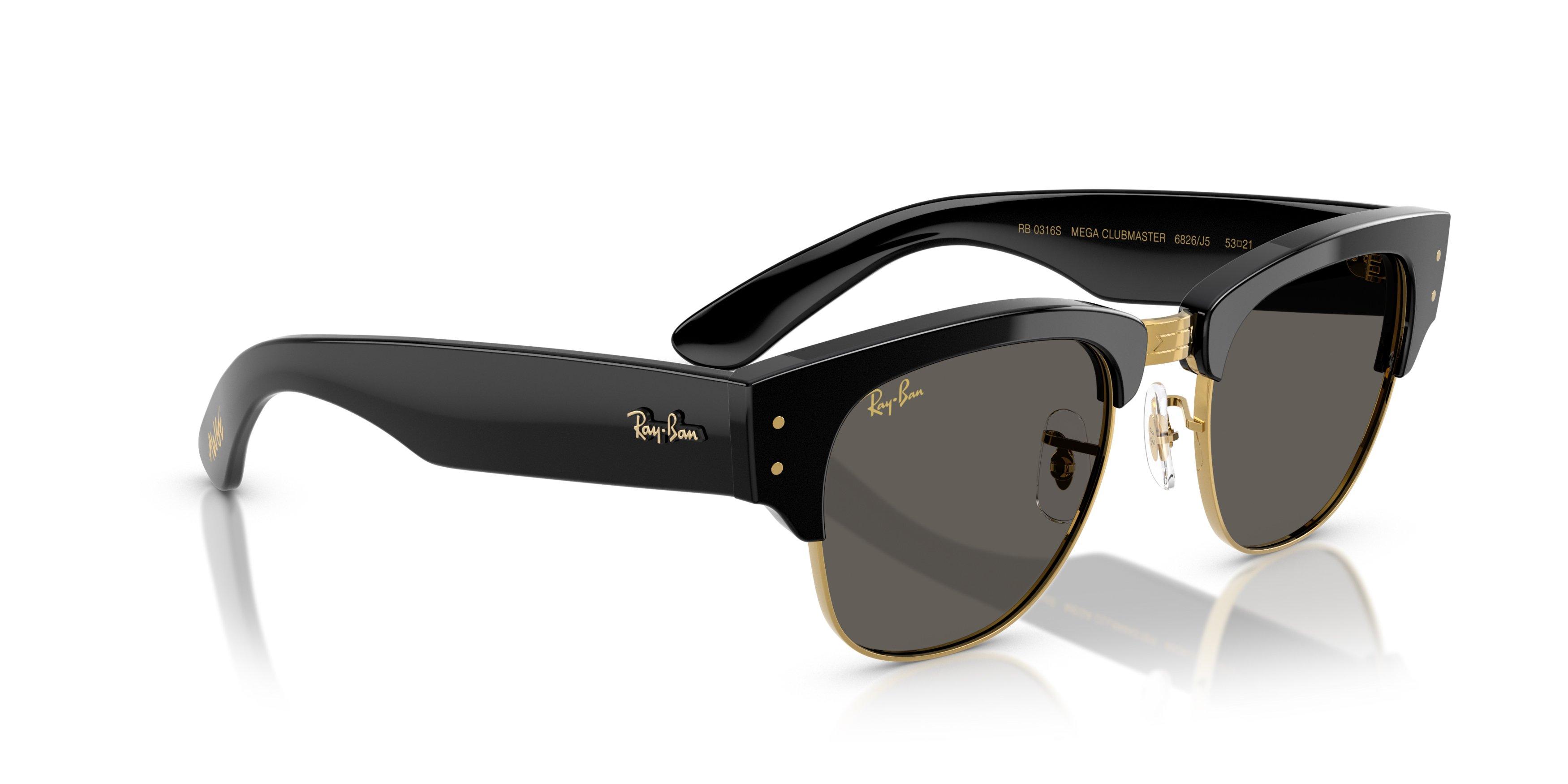 Ray-Ban A$AP Rocky Mega Clubmaster Ultra Black Sunglasses &ndash; Polished Black On Gold - BLACK/GOLD Thumbnail View 4