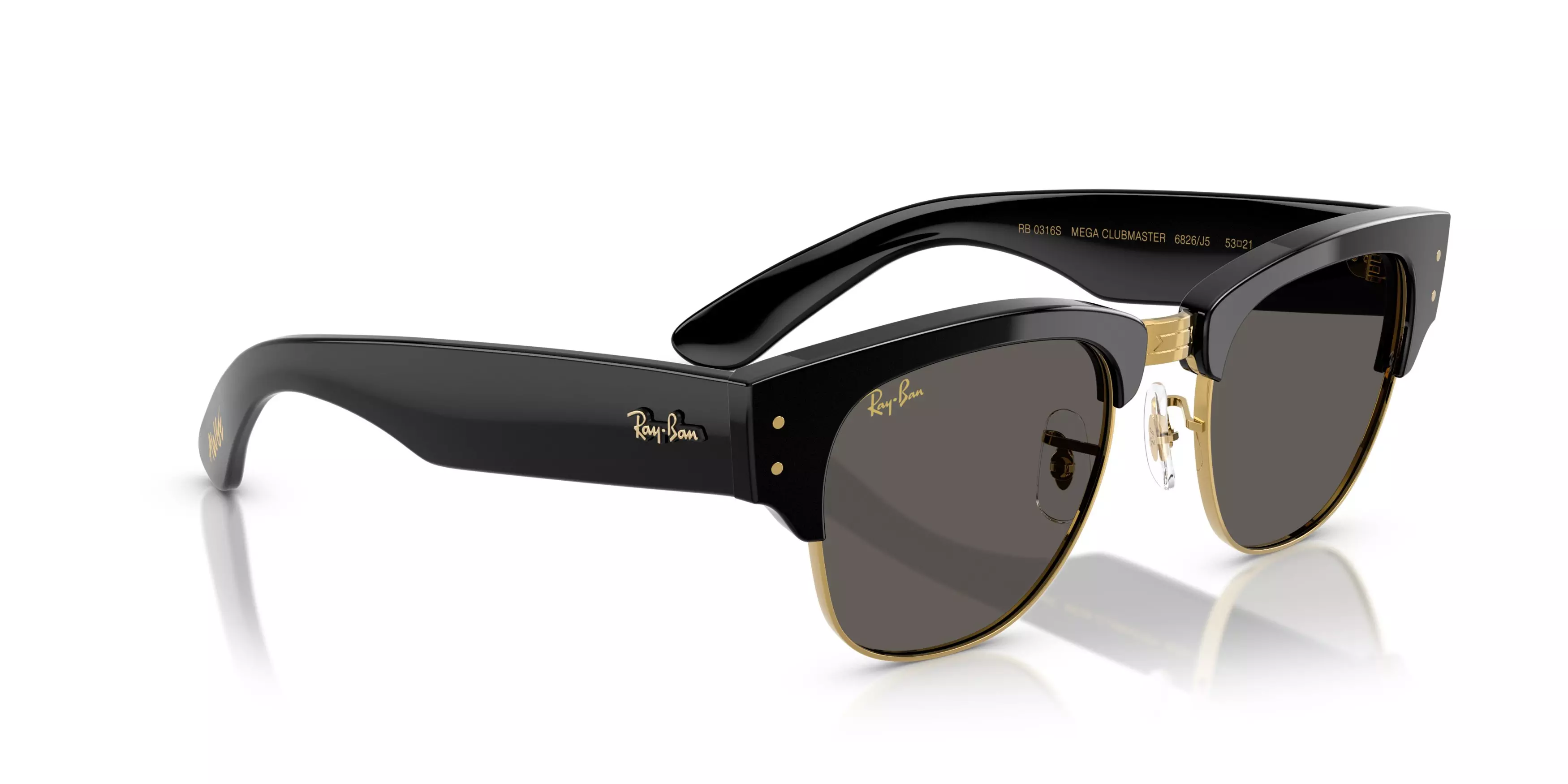 Ray-Ban A$AP Rocky Mega Clubmaster Ultra Black Sunglasses – Polished Black On Gold - BLACK/GOLD