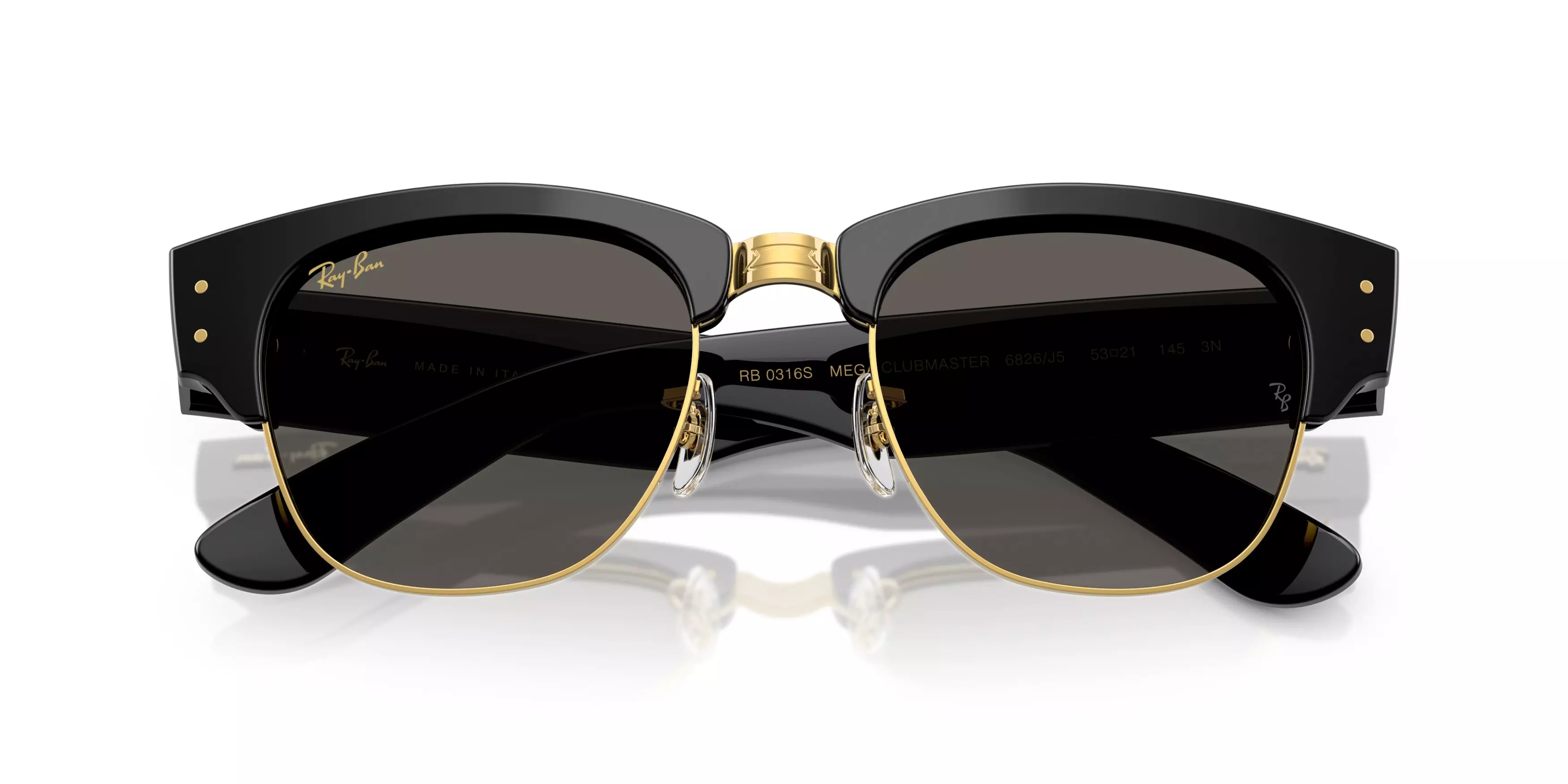 Ray-Ban A$AP Rocky Mega Clubmaster Ultra Black Sunglasses – Polished Black On Gold - BLACK/GOLD