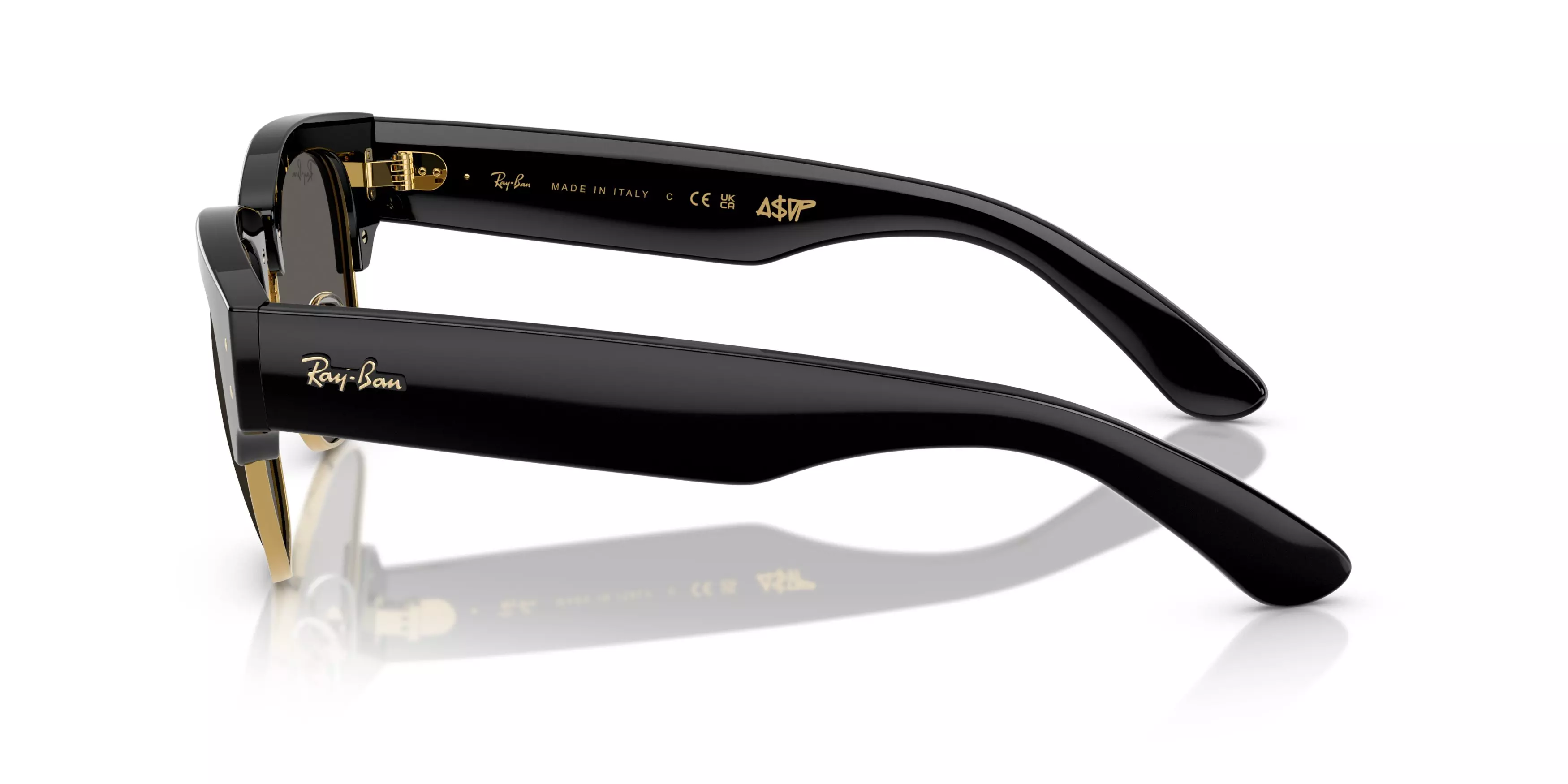 Ray-Ban A$AP Rocky Mega Clubmaster Ultra Black Sunglasses – Polished Black On Gold - BLACK/GOLD