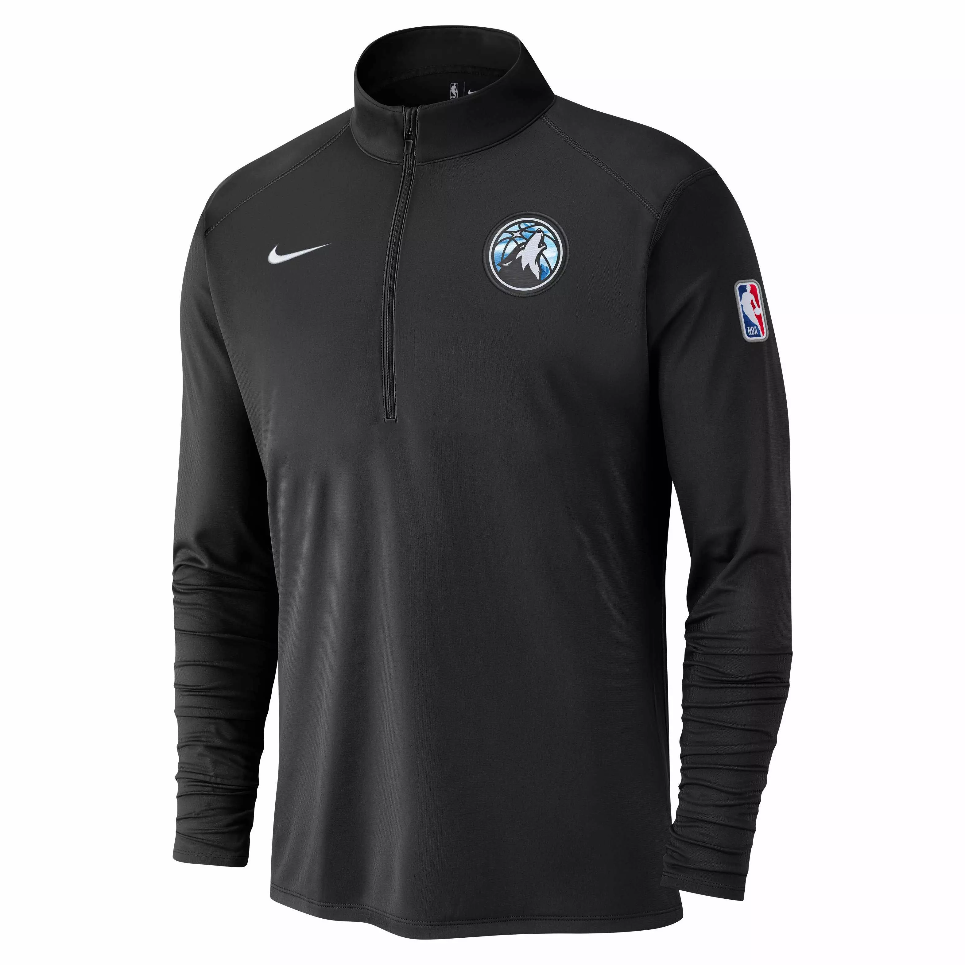 Nike Men's Dri-FIT NBA Minnesota Timberwolves 1/2-Zip Long Sleeve CE Top - BLACK