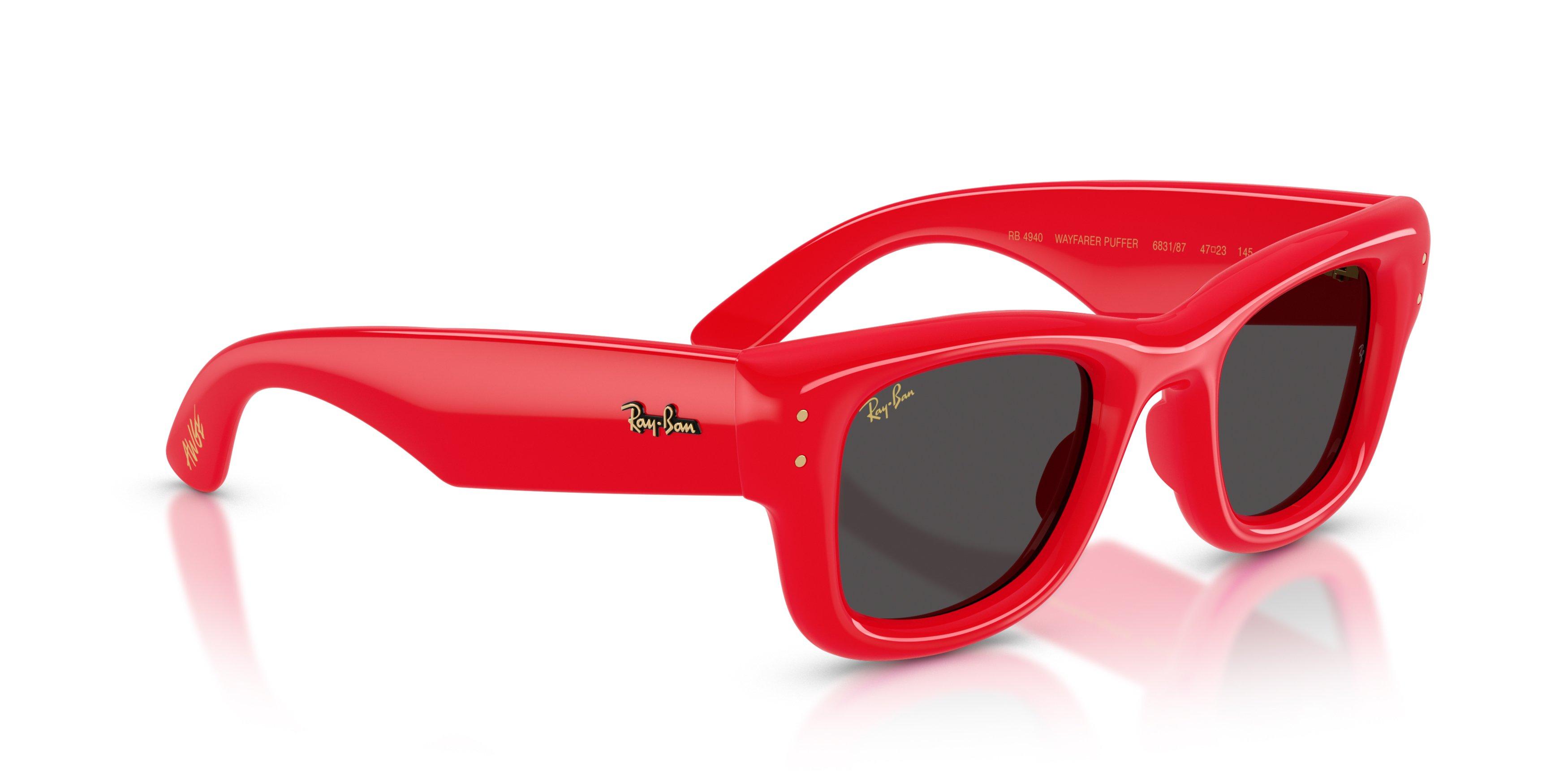 Ray-Ban A$AP Rocky Wayfarer Puffer Ultra Black Sunglasses &ndash; Polished Red - RED/BLACK Thumbnail View 4