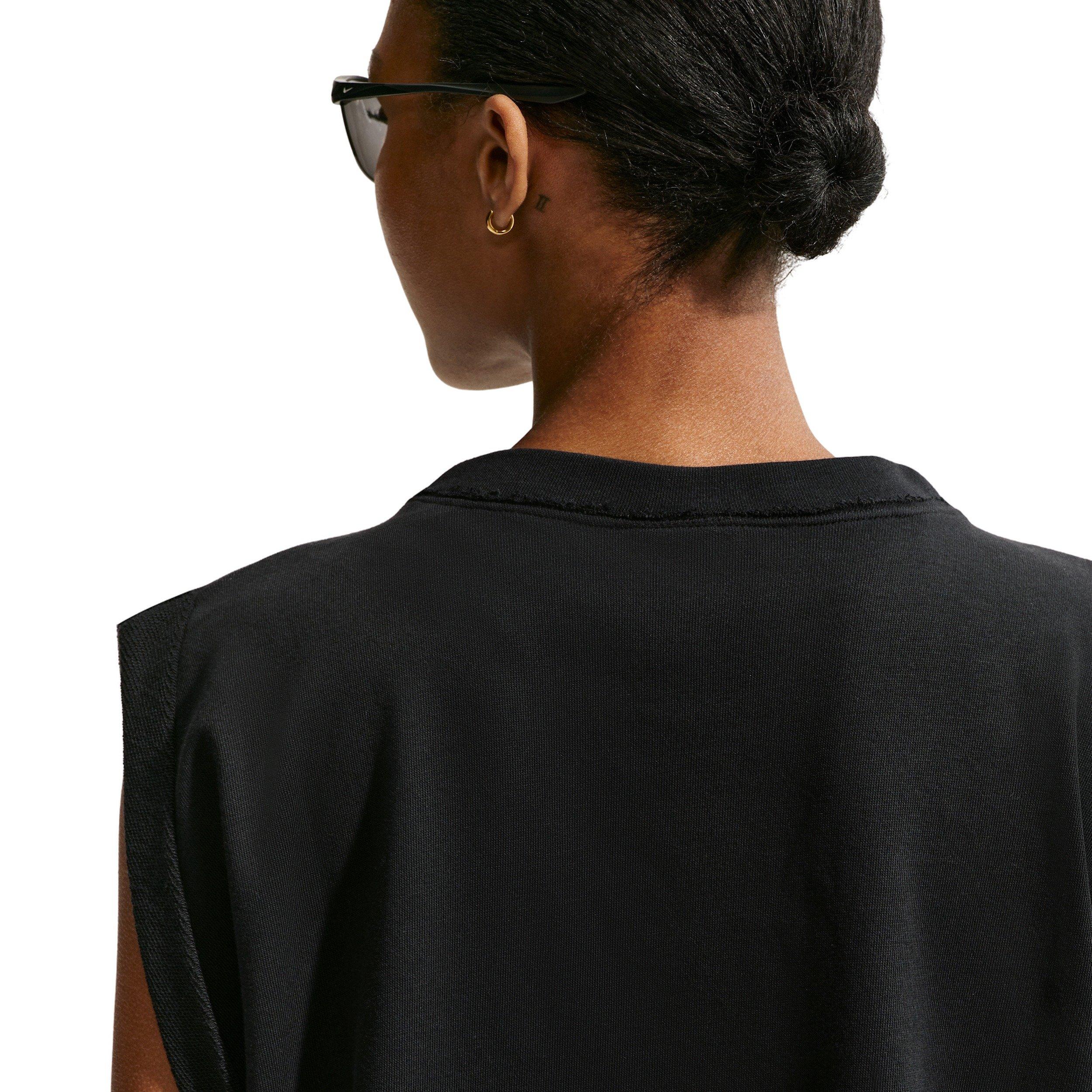 Nike Women's Sportswear Chill Terry Oversized Tank Top - BLACK/OFF-WHITE Thumbnail View 2