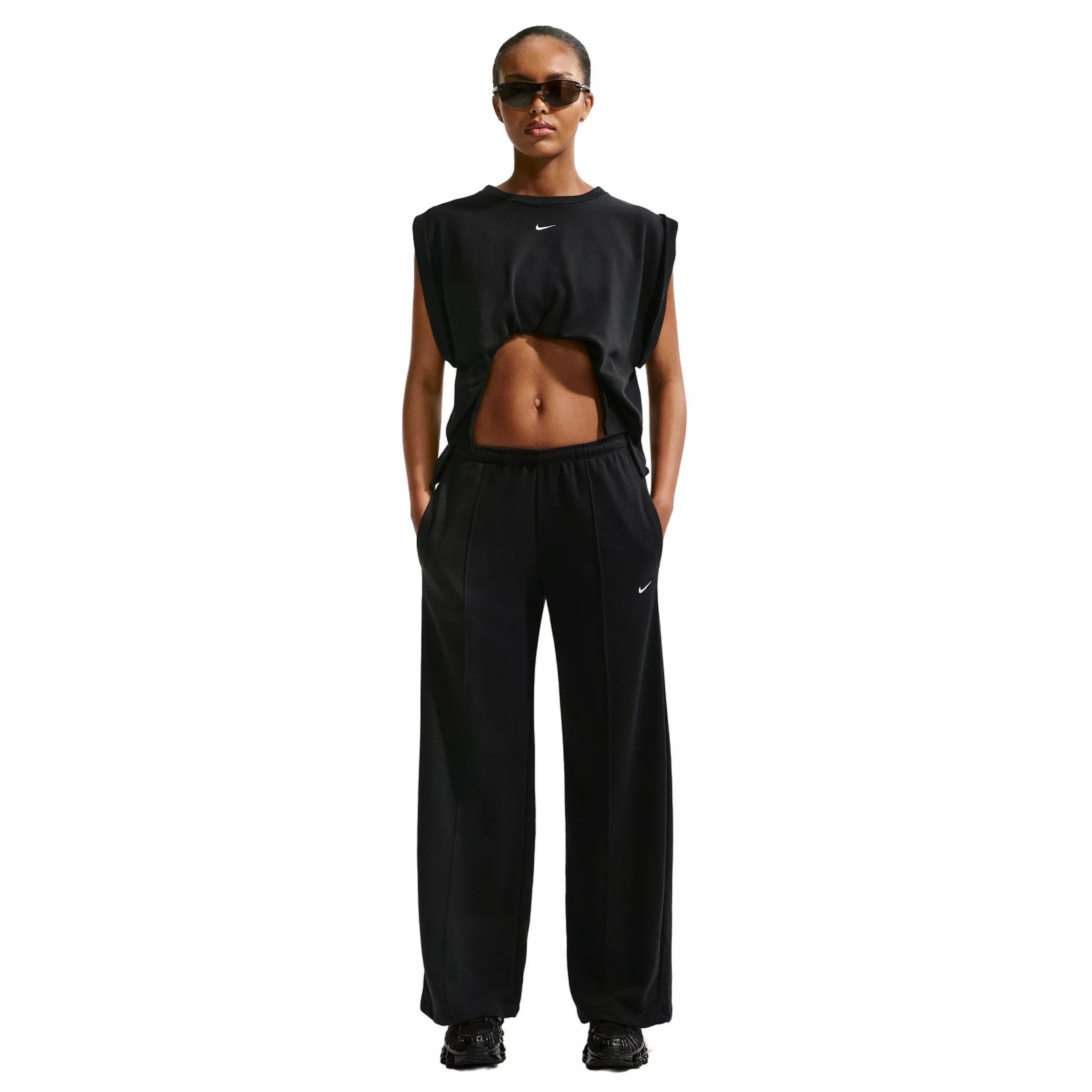 Nike Women's Sportswear Chill Terry Oversized Tank Top - BLACK/OFF-WHITE