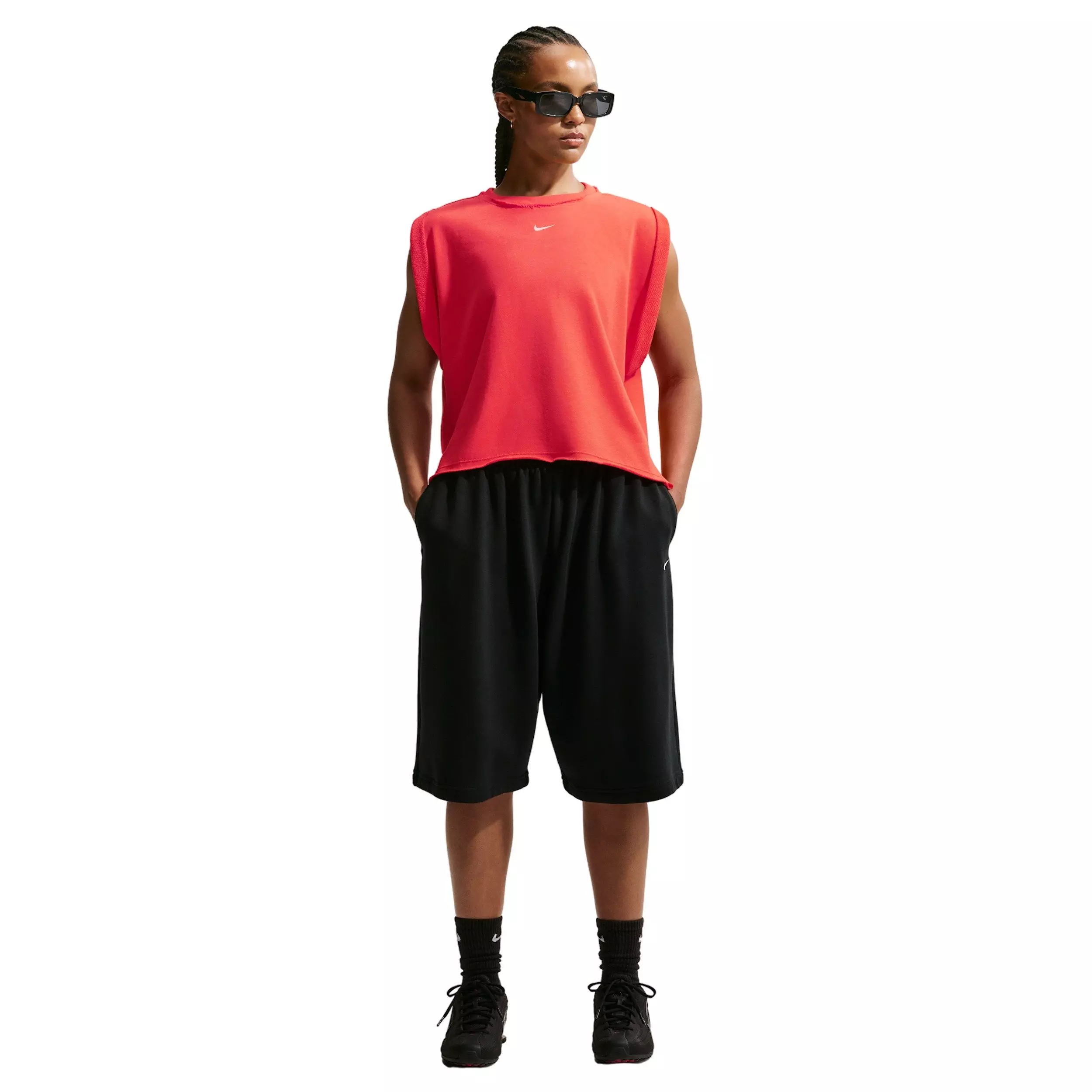 Nike Women's Sportswear Chill Terry Oversized Tank Top - CRIMSON