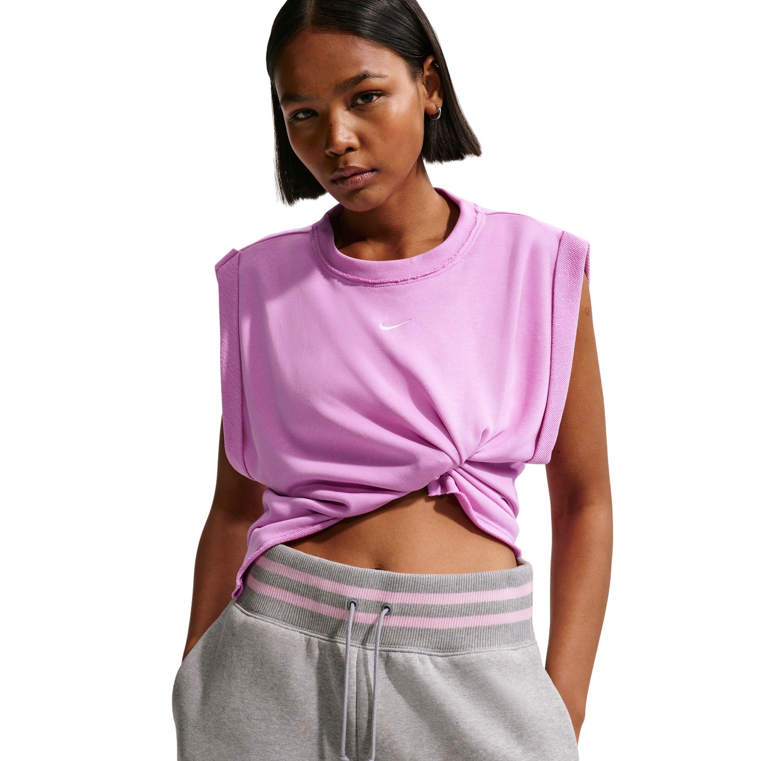 Nike Women's Sportswear Chill Terry Oversized Tank Top - MAGENTA Thumbnail View 3