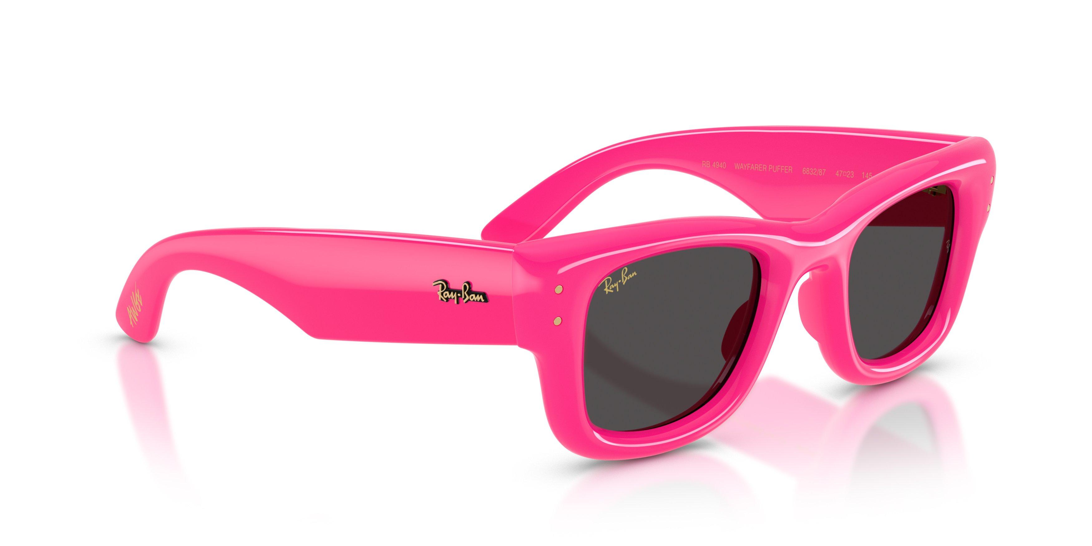 Ray-Ban A$AP Rocky Wayfarer Puffer Ultra Black Sunglasses &ndash; Polished Fucsia - PINK/BLACK Thumbnail View 4