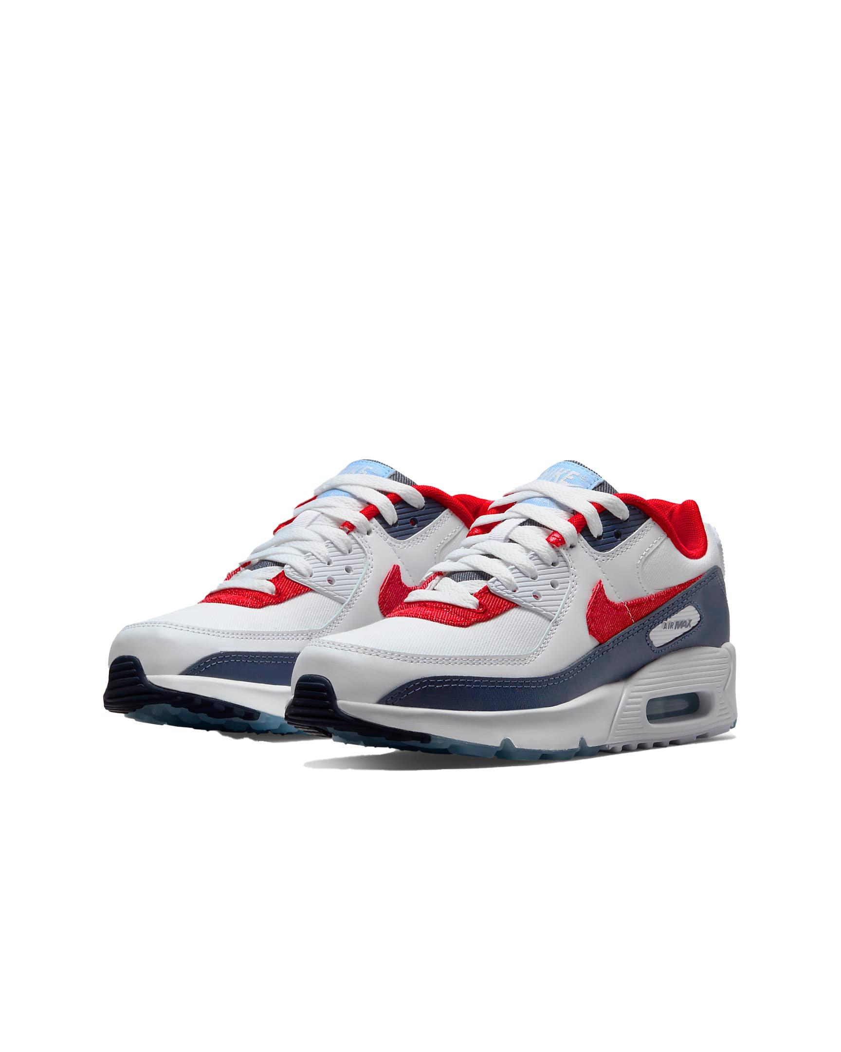 Nike Air Max 90 Red/White/Blue Grade School Boys' Shoe - Hibbett