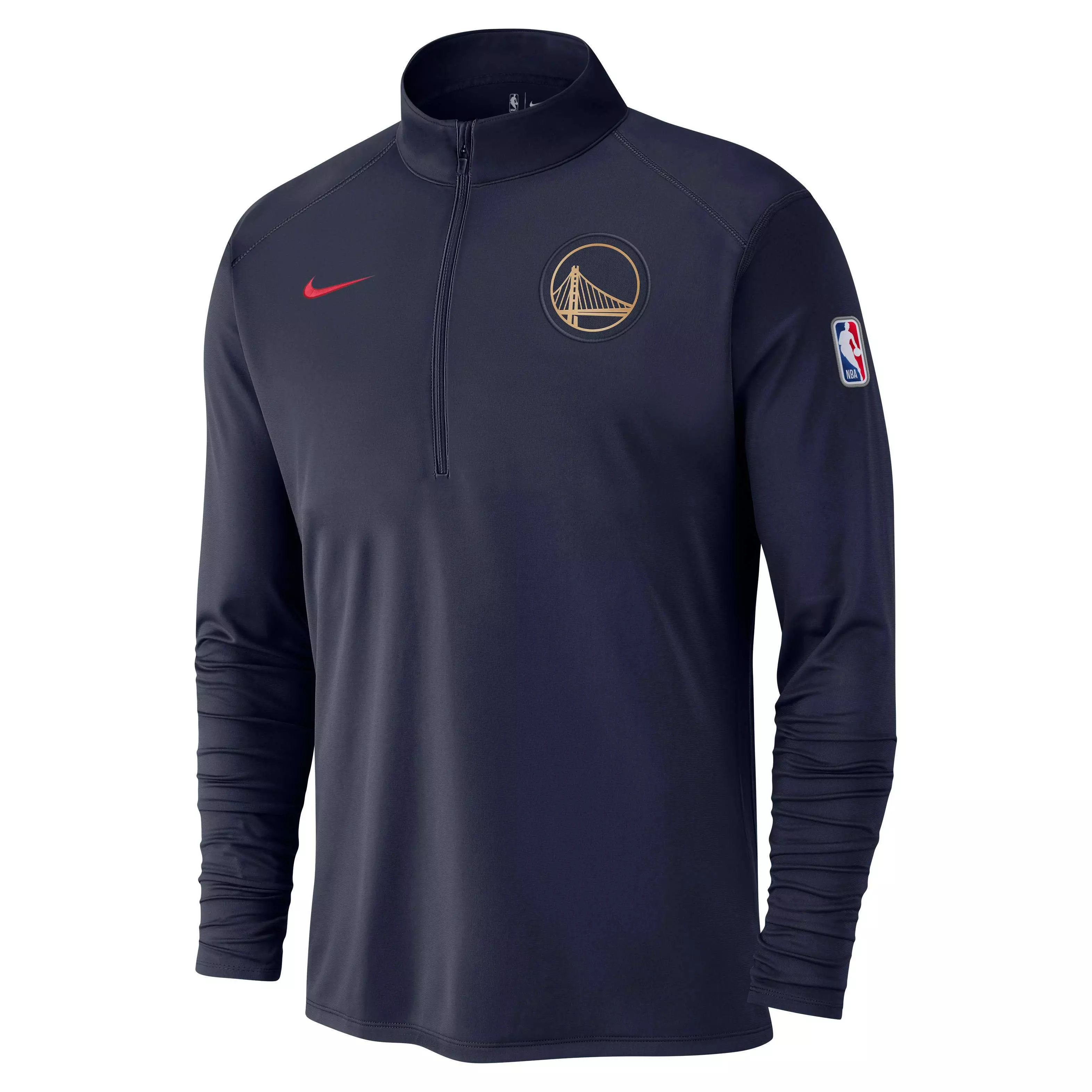 Nike Men's Dri-FIT NBA Golden State Warriors 1/2-Zip Long Sleeve CE Top - NAVY/BLACK