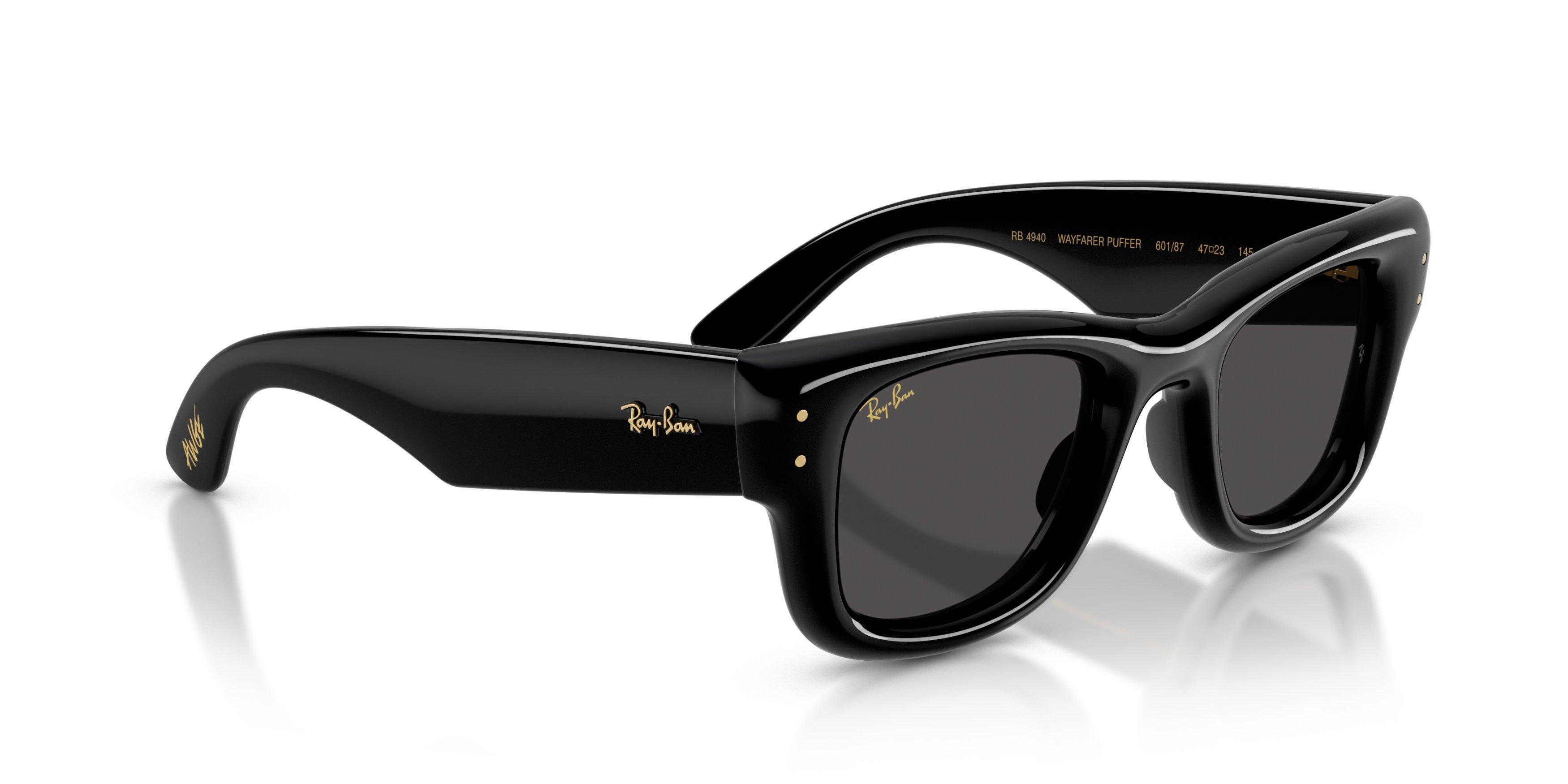 Ray-Ban A$AP Rocky Wayfarer Puffer Ultra Black Sunglasses &ndash; Polished Black - BLACK Thumbnail View 4